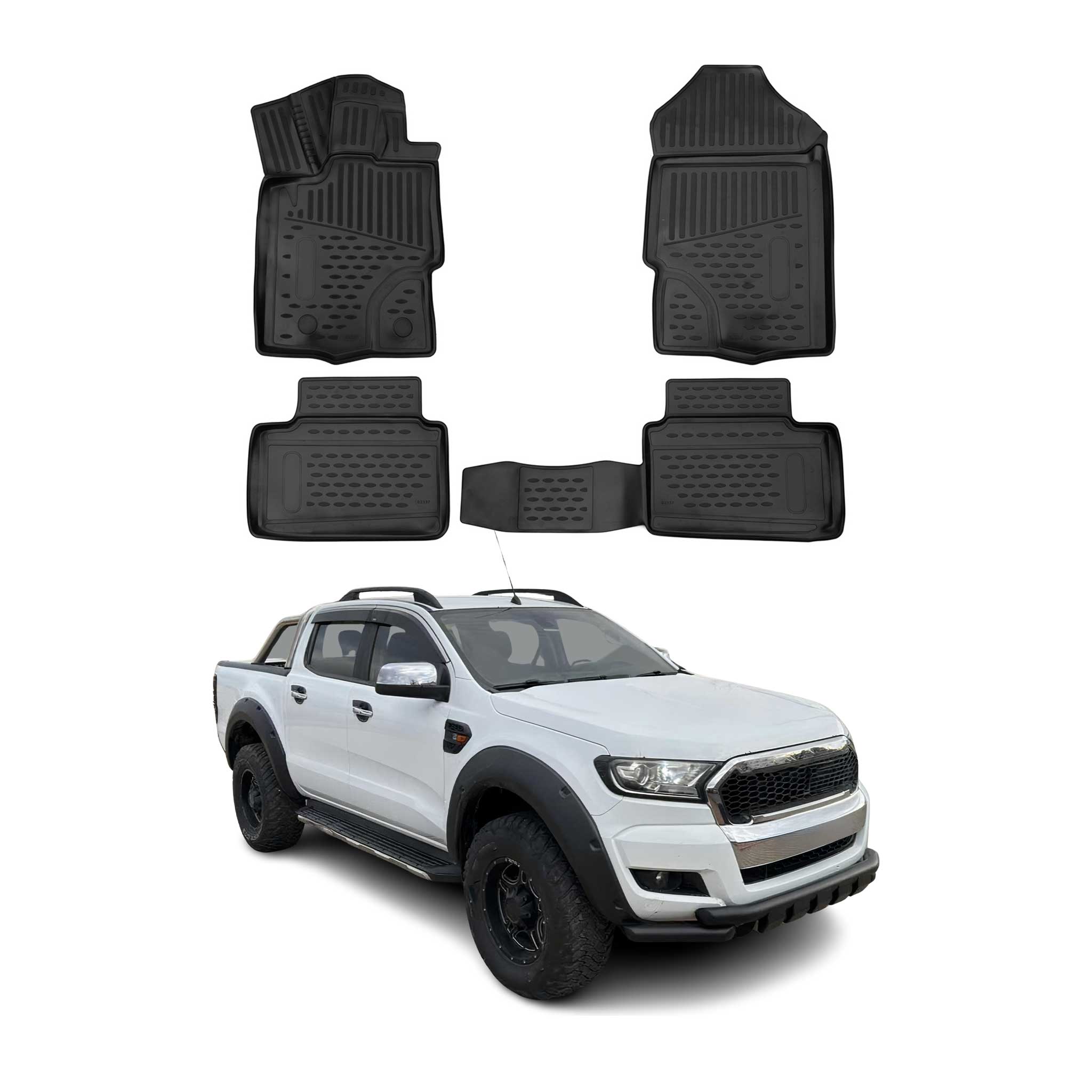 2019-2023 Ford Ranger SuperCab Floor Mats Liners Full Set All Weather Black
