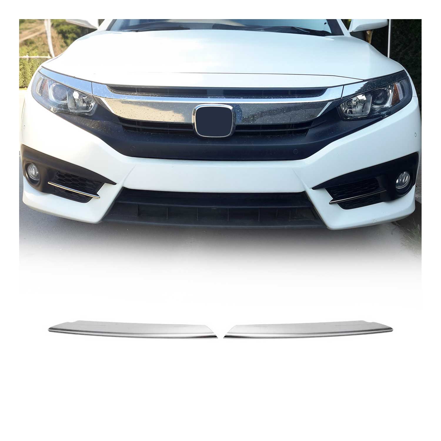 2016-2021 Honda Civic Sedan Fog Light Lamp Bezel Cover Stainless Steel