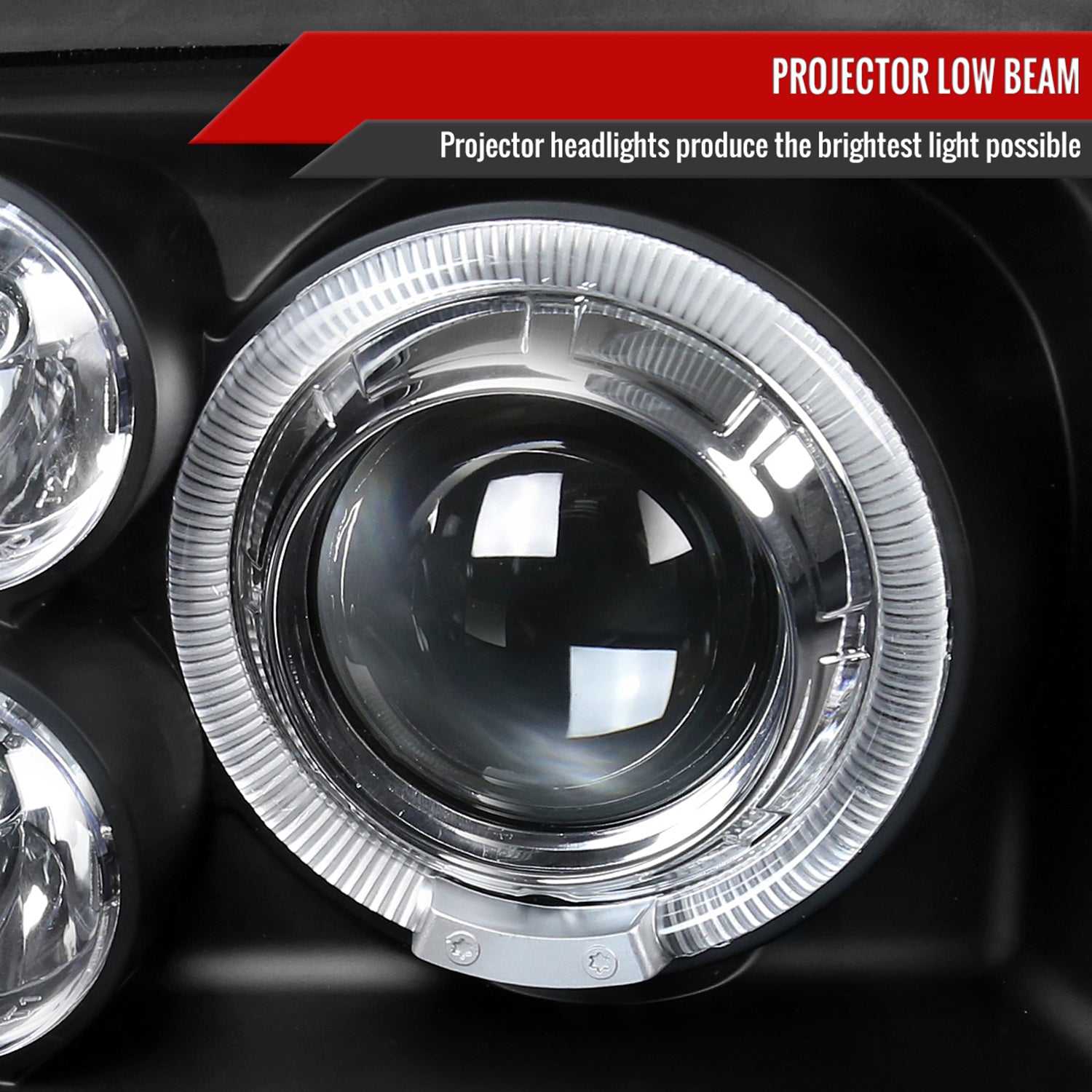 1993-1998 VW Golf Mk3/Cabrio Dual Halo Projector Headlights Matt Black/Clear