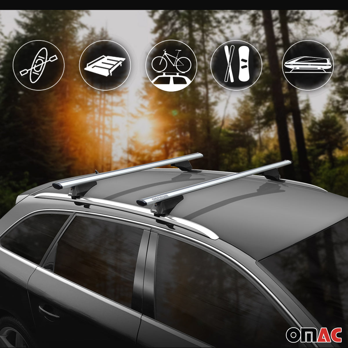 2007-2012 Hyundai Santa Fe Roof Rack Cross Bars Silver