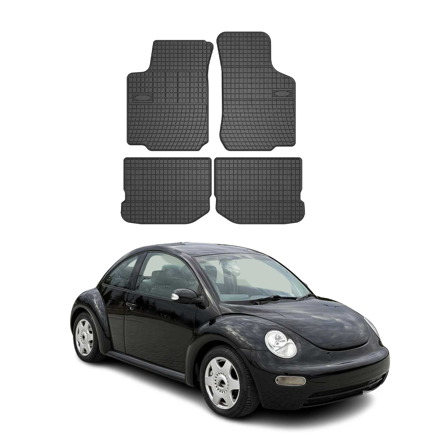 1998-2010 Volkswagen New Beetle Floor Mats Liners Full Set All Weather Rubber Black