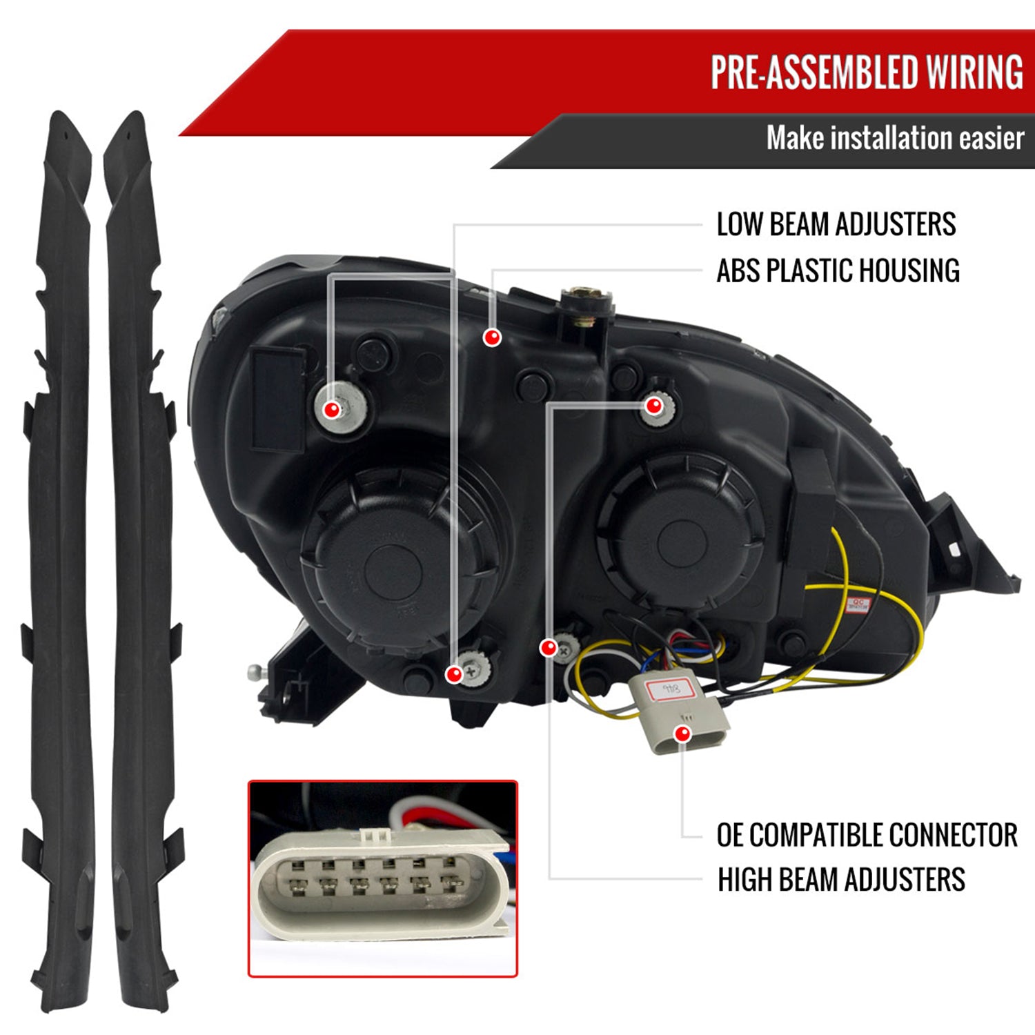 1998-2006 Mercedes Benz W220 S Class Headlights LED Light&Signal Lights Black