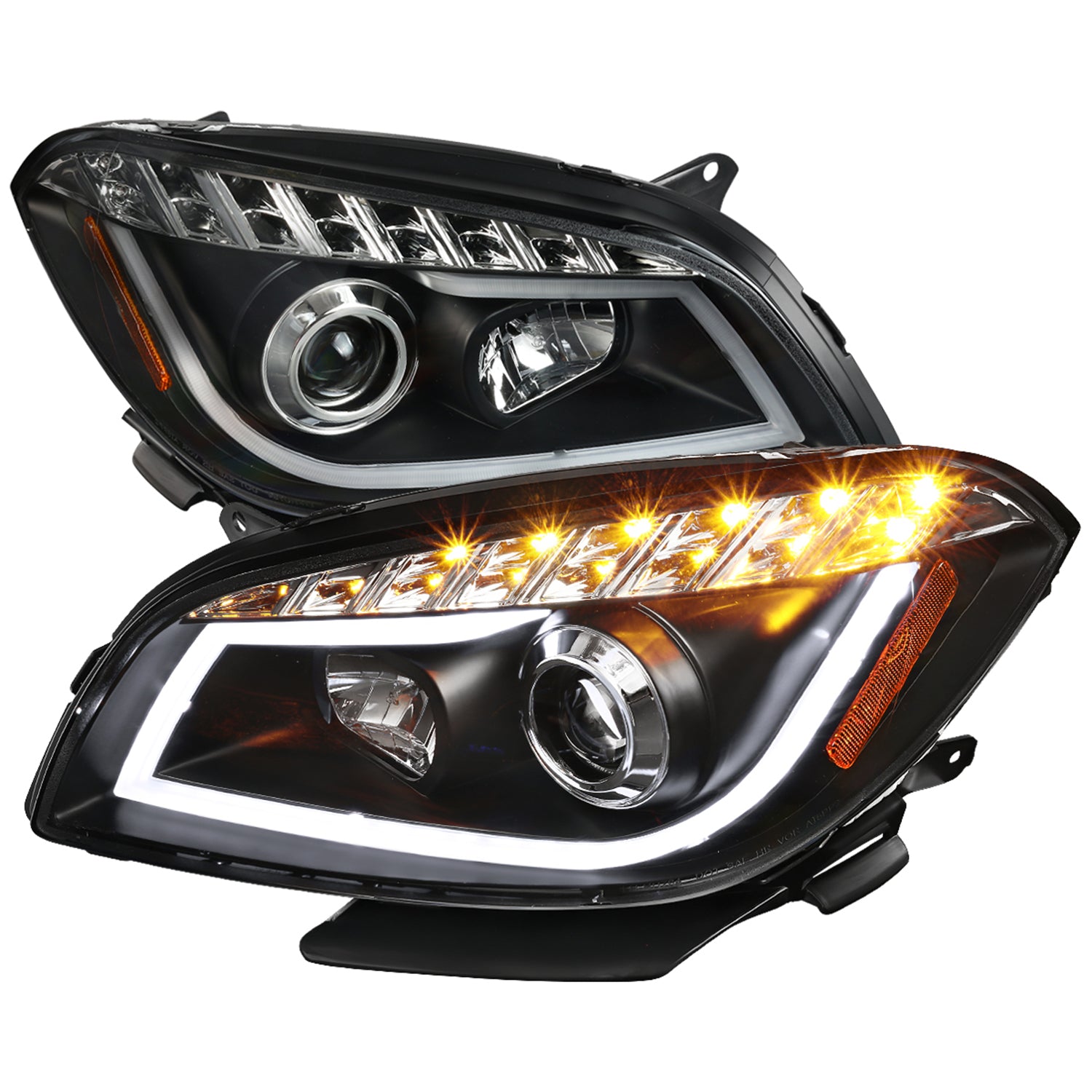 2008-2012 Chevy Malibu LS LT LTZ Hybrid LED Headlights LED Signal Lights Black