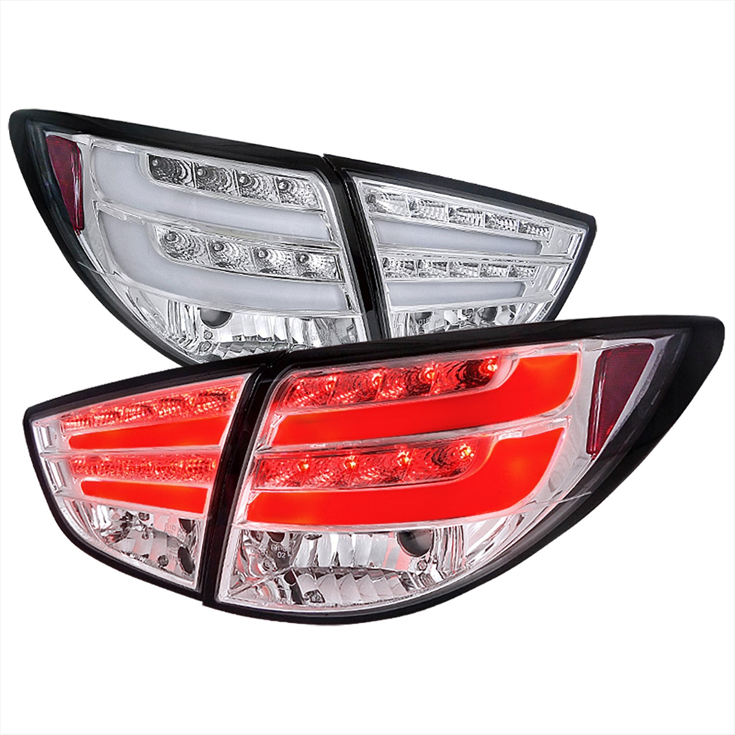 2010-2012 Hyundai Tucson LED Tail Lights Chrome Housing/Clear Lens