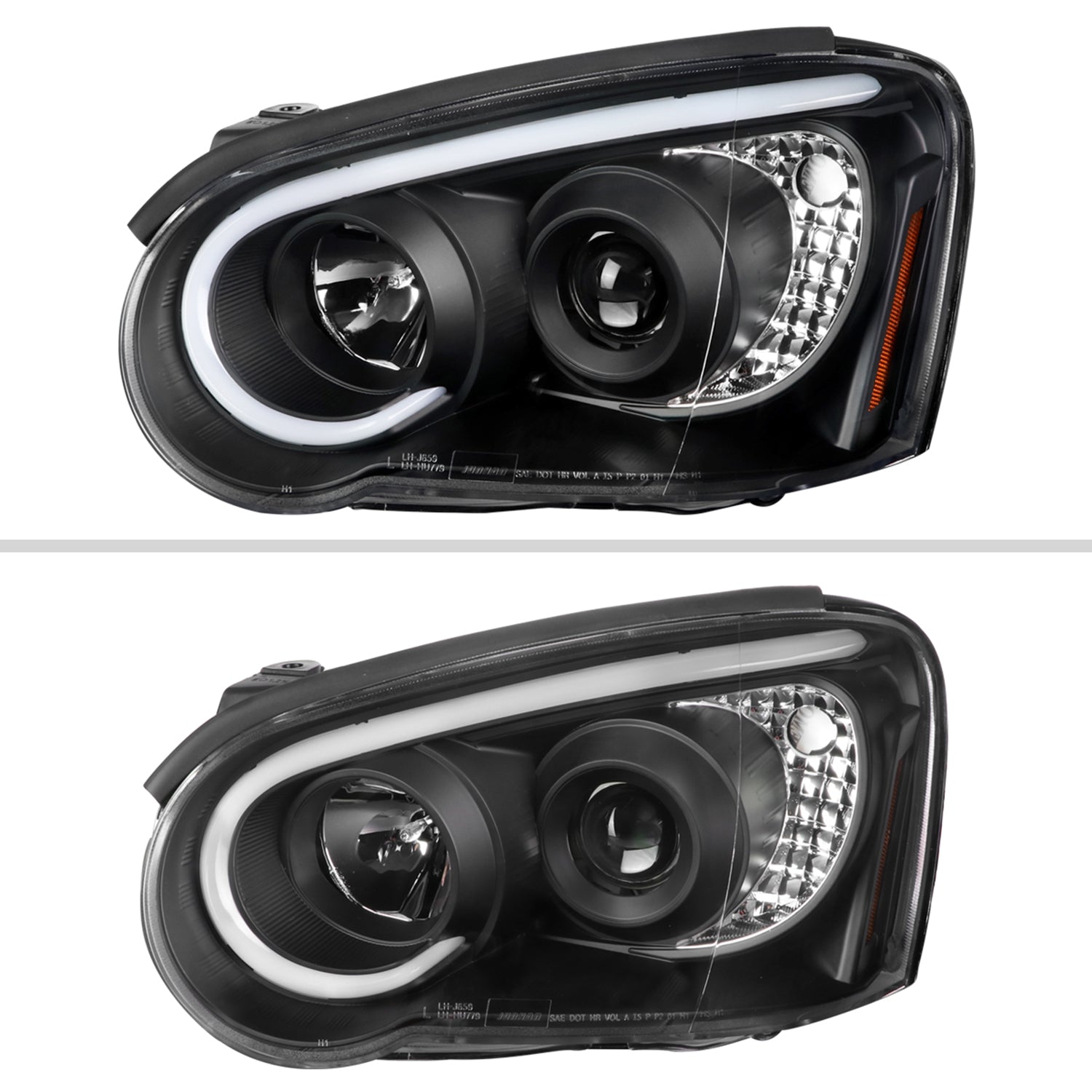 2004-2005 Subaru Impreza WRX/STI Outback Projector Headlights LED Bar Black