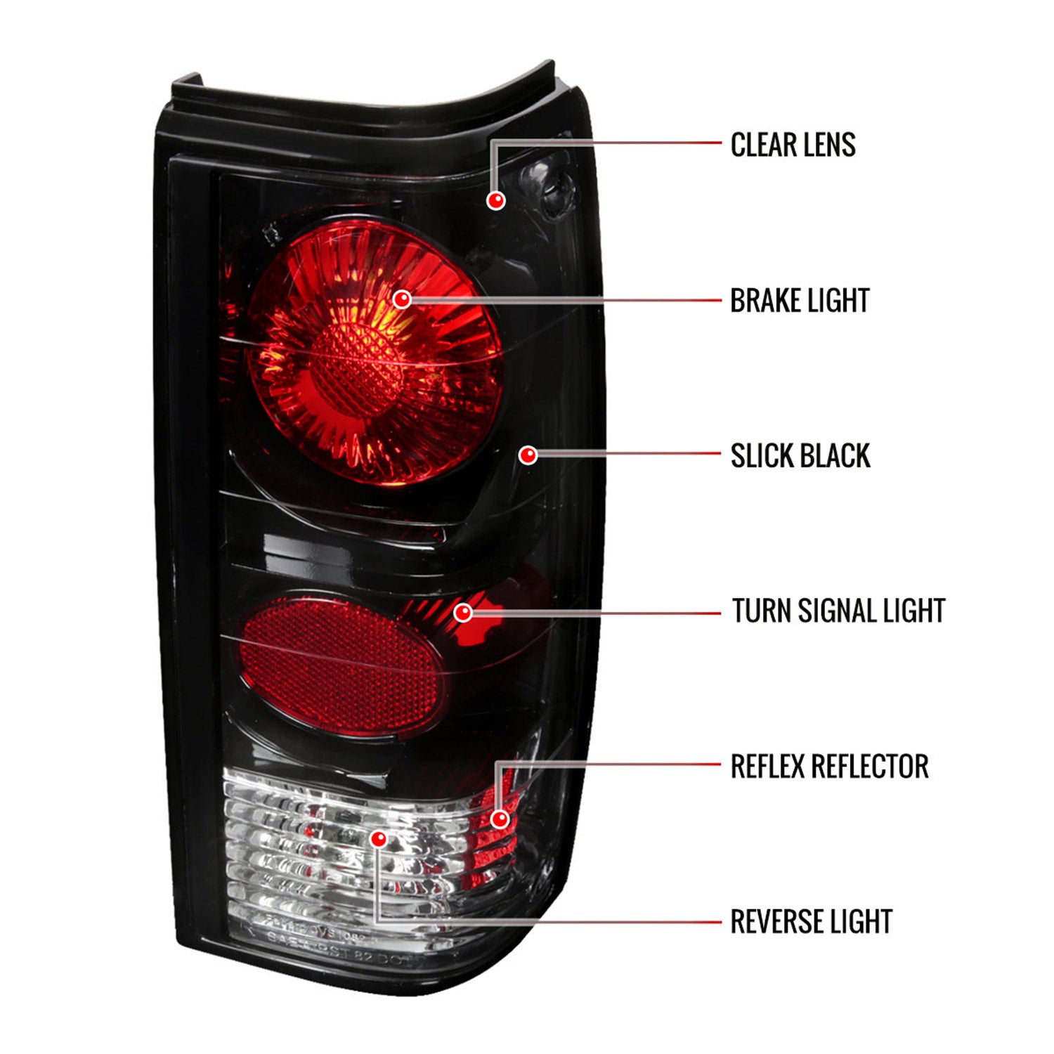 1982-1994 Chevy S10/Blazer GMC S15/Sonoma Tail Lights Matte Black/Clear Lens