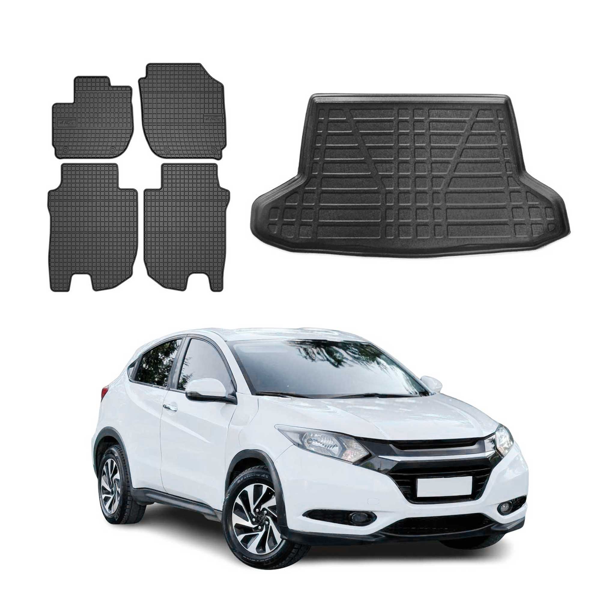 2016-2022 Honda HR-V 2.gen Floor Mats & Cargo Liner Full Set All Weather Black