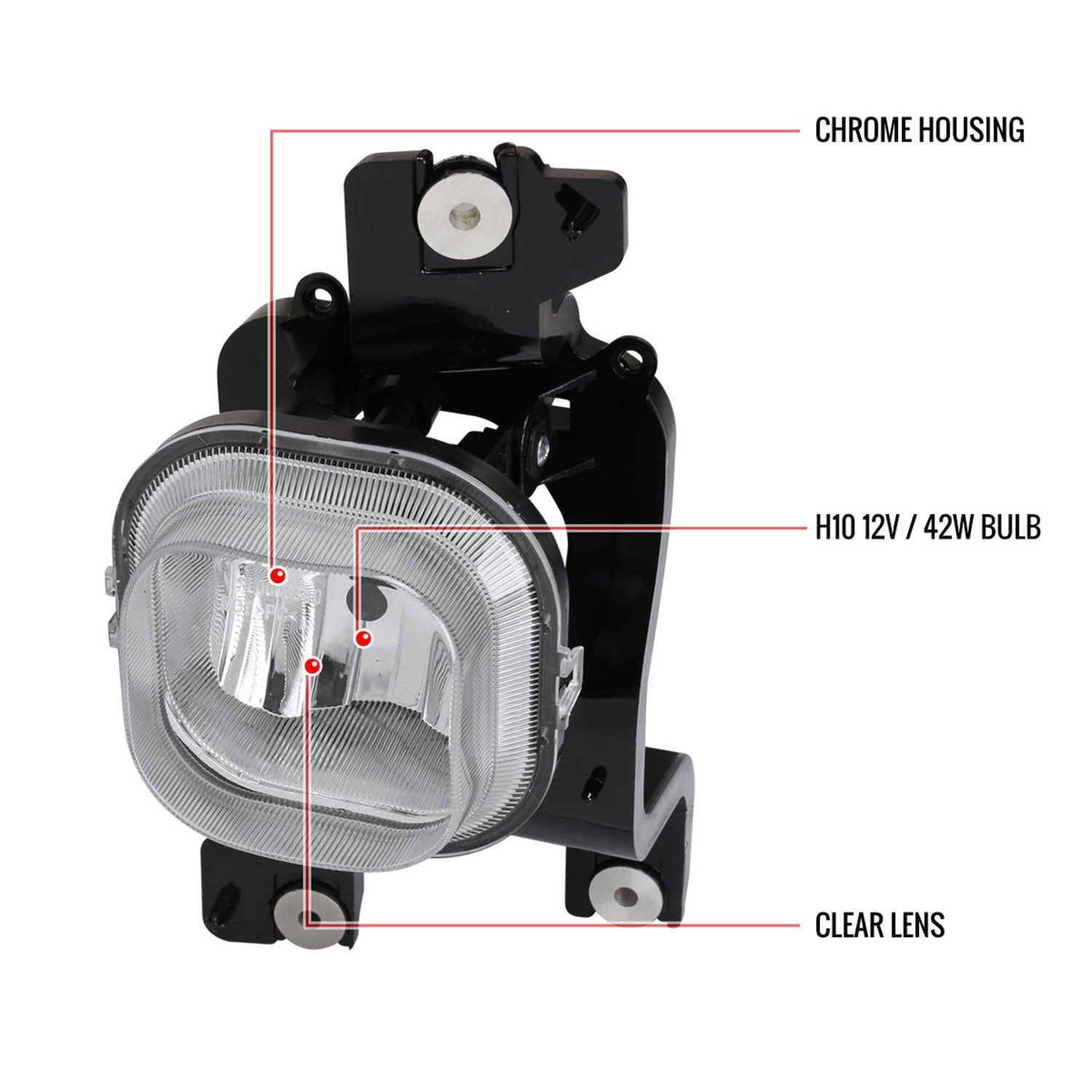 2008-2010 Ford F-250/F-350/F-450/F-550 Super Duty H10 Fog Lights Chrome/Clear