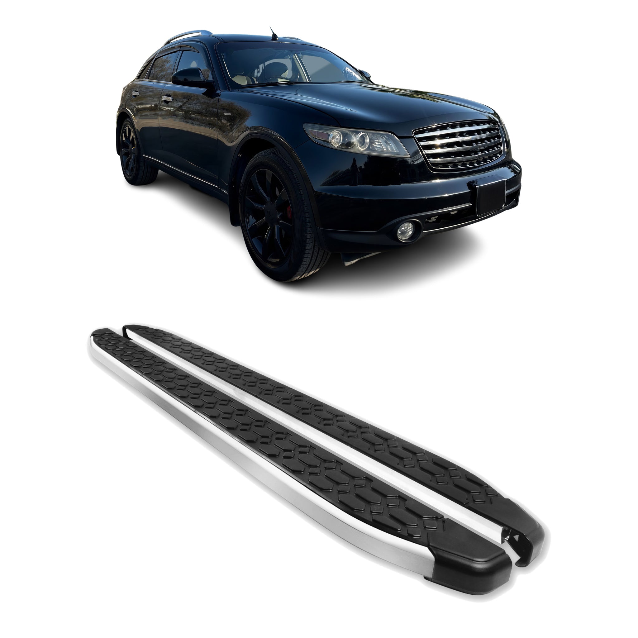 Side Step Nerf Bars Running Board for Infiniti FX35 2003-2008 Steel Black Gray