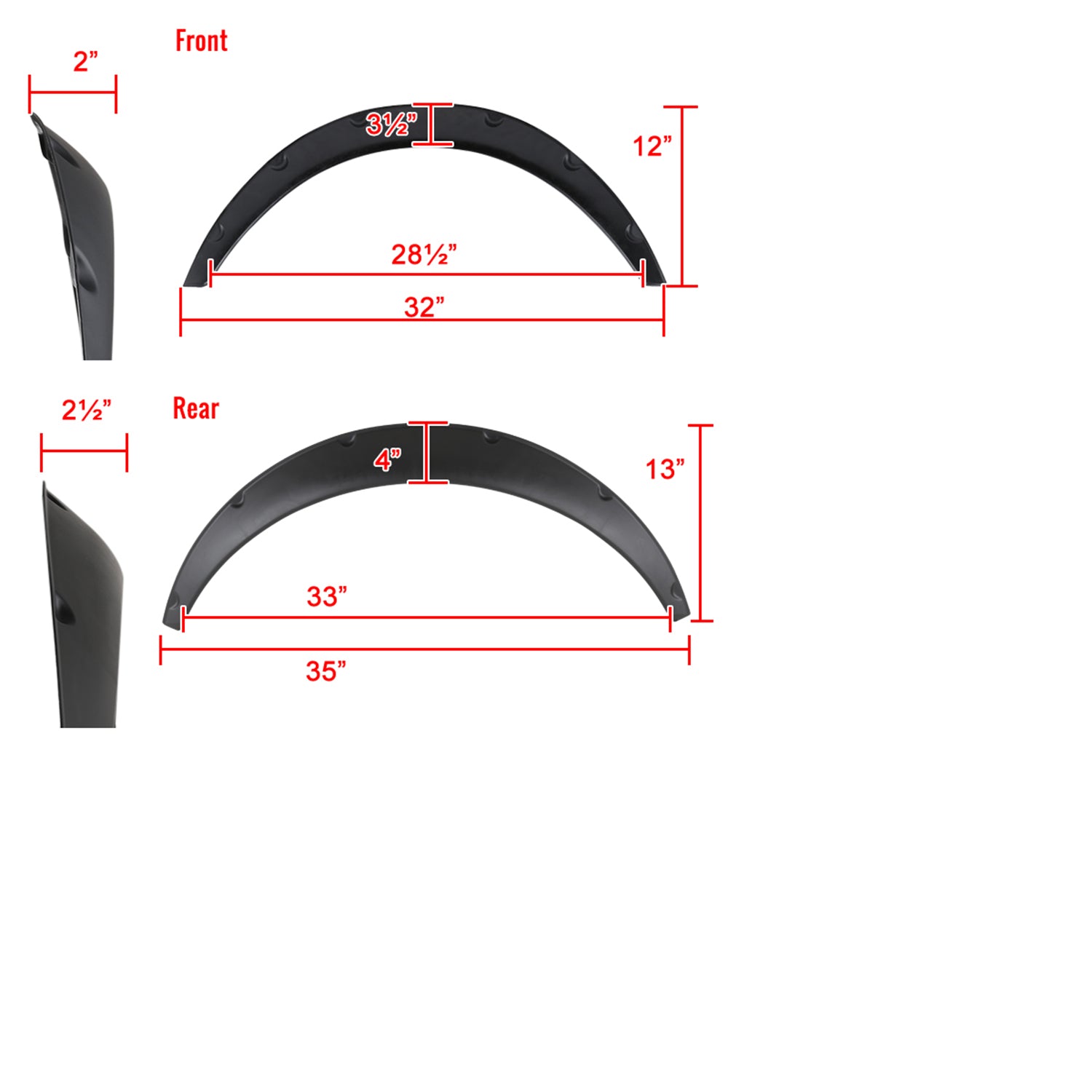 Universal 4PC Set Extra Wide Body Wheel Fender Flares Wheel Protector