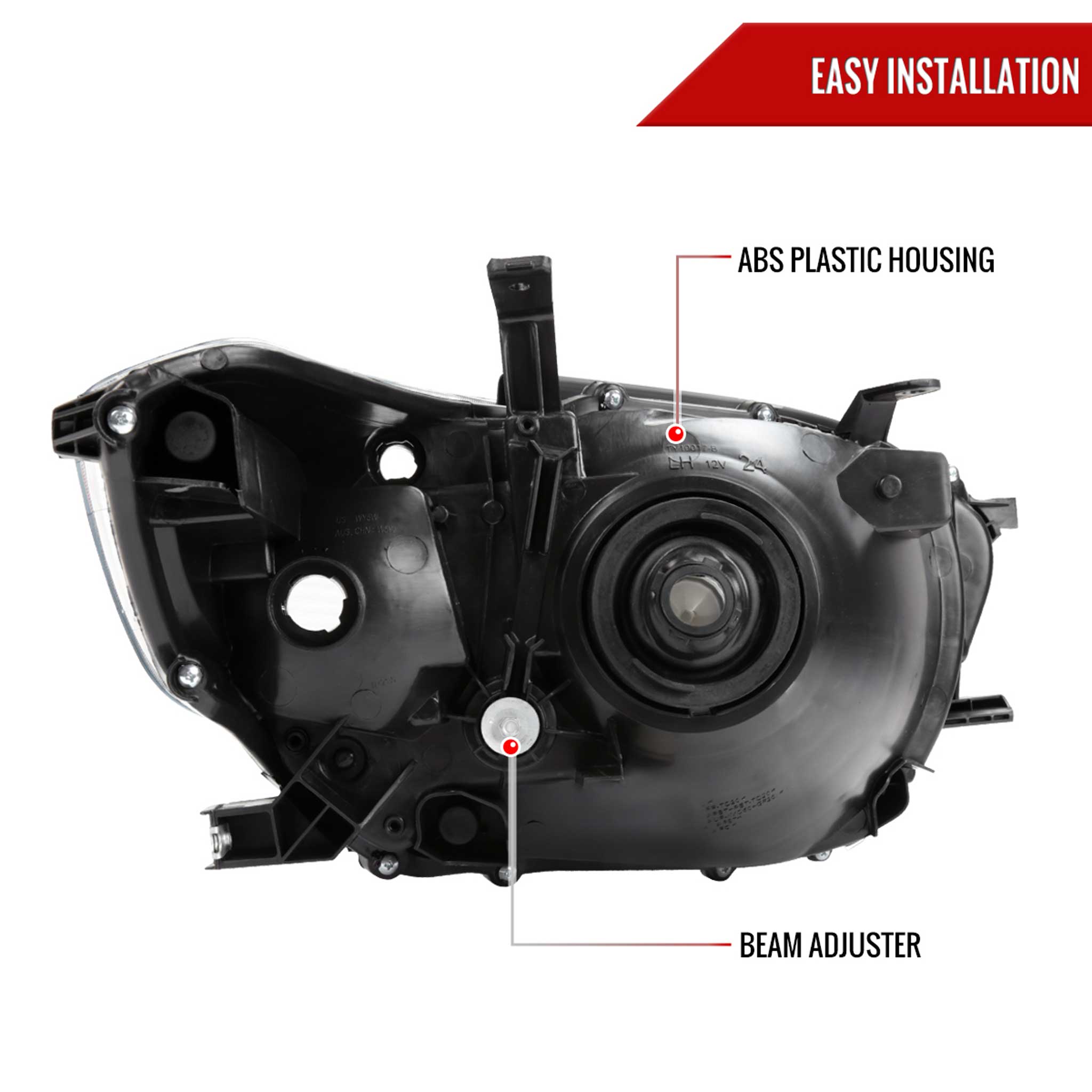 For Toyota Highlander 2008-2010 Factory Halogen Replacement Headlights Chrome Housing Smoked Lens