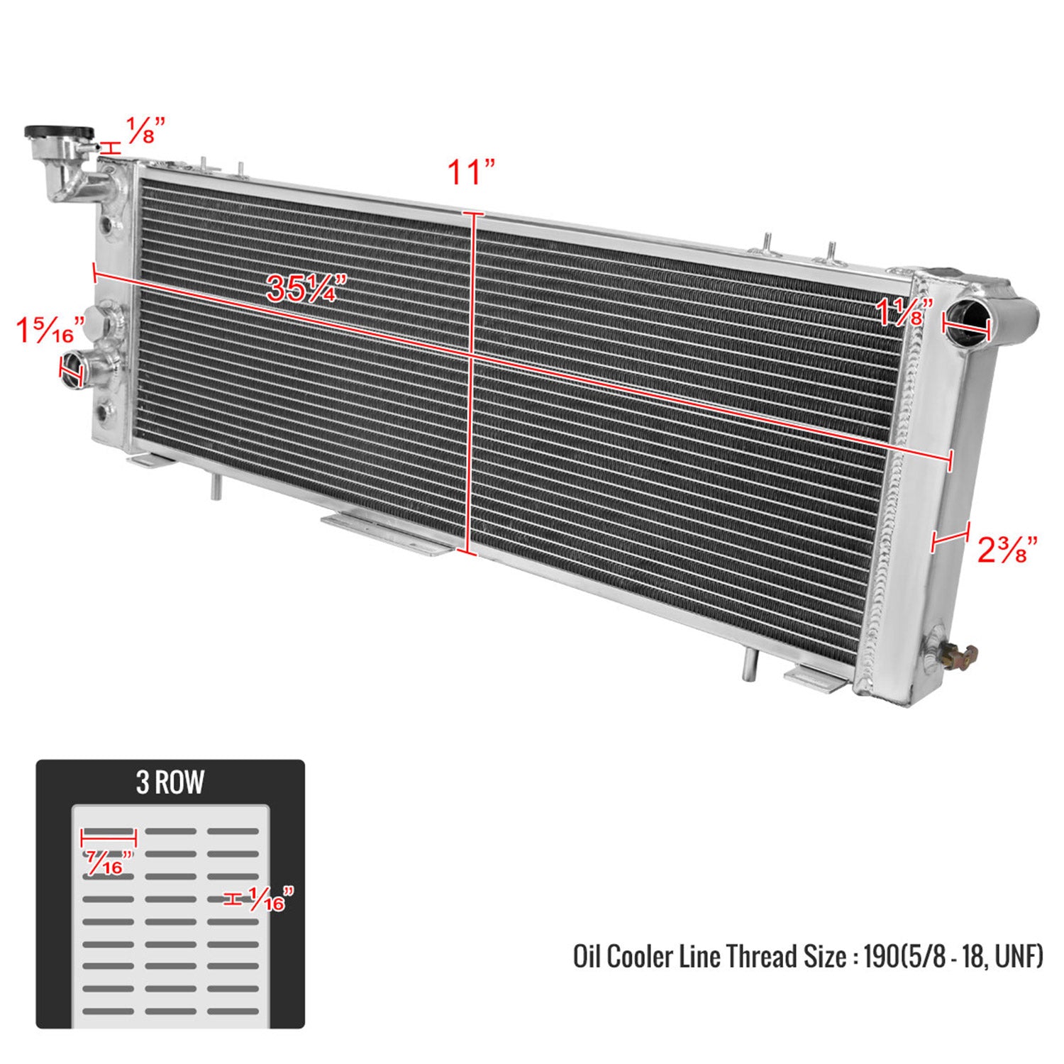 1991-2001 Jeep Cherokee/Comanche 2.5L/4.0L Alu 3-Row Performance Radiator
