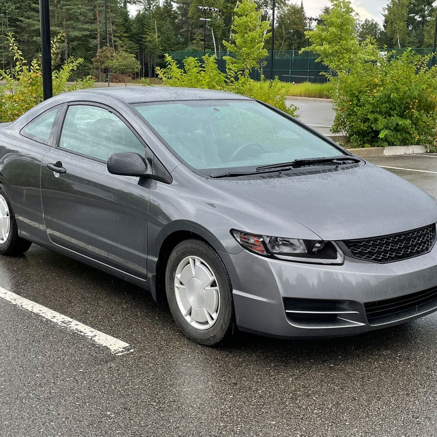 2006-2011 Honda Civic 4DR Sedan Factory Headlights LED Strip Matt Black/Clear