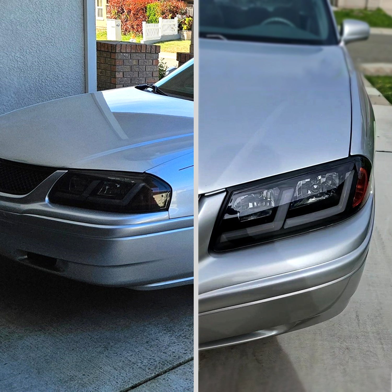 2000-2005 Chevy Impala LED Bar Factory Style Headlights Matte Black/Smoke Lens