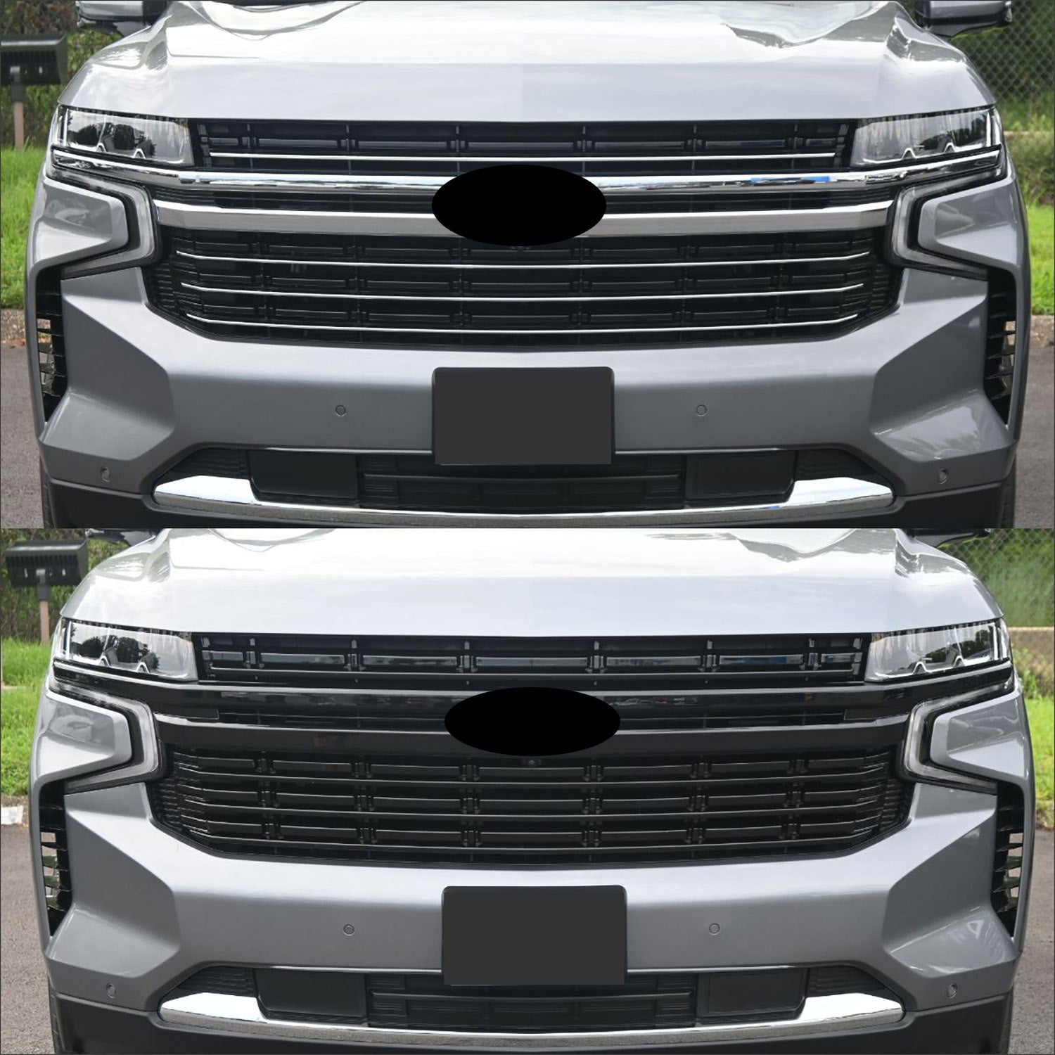 2021-2024 Chevrolet Suburban / Tahoe Grille Overlay Gloss Black 5Pcs ABS Plastic