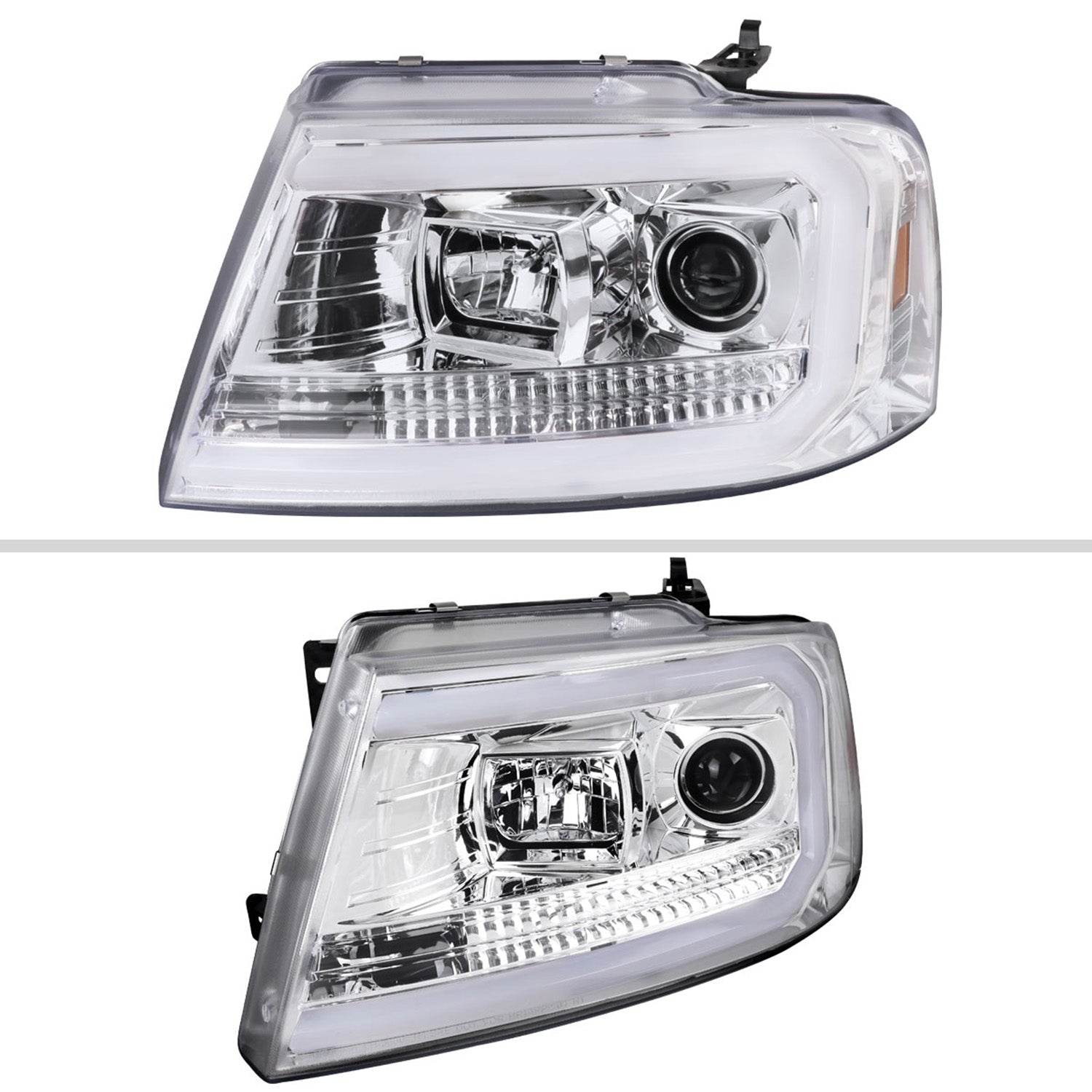 2004-2008 Ford F-150/ 06-2008 Lincoln Mark LT LED C-Bar Headlights Chrome