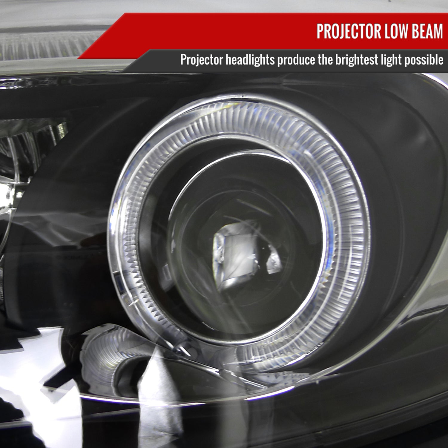 2012-2014 Ford Focus Halo Projector Headlights LED Light Strip Matt Black