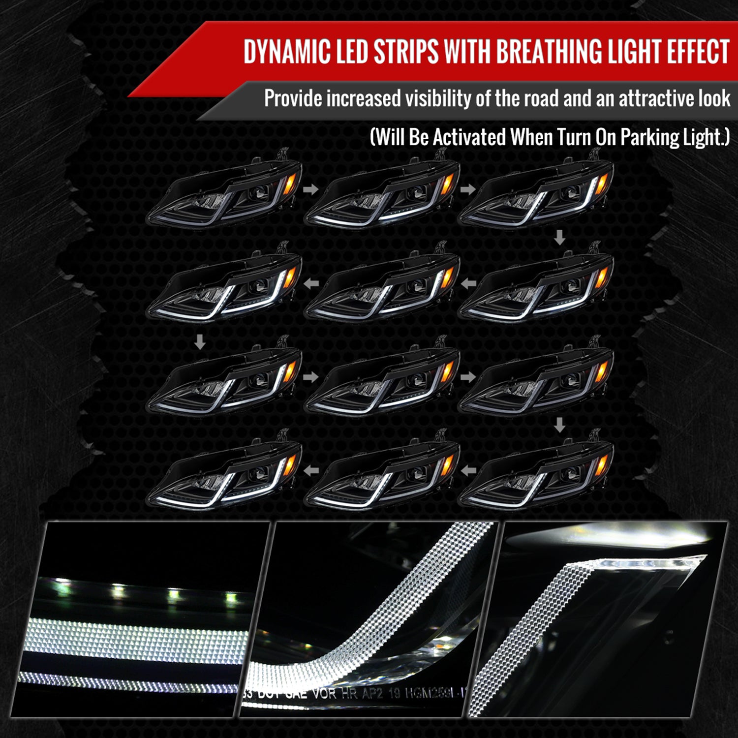 2019-2024 Chevy Malibu Full LED Projector Headlights Turn Signal Black