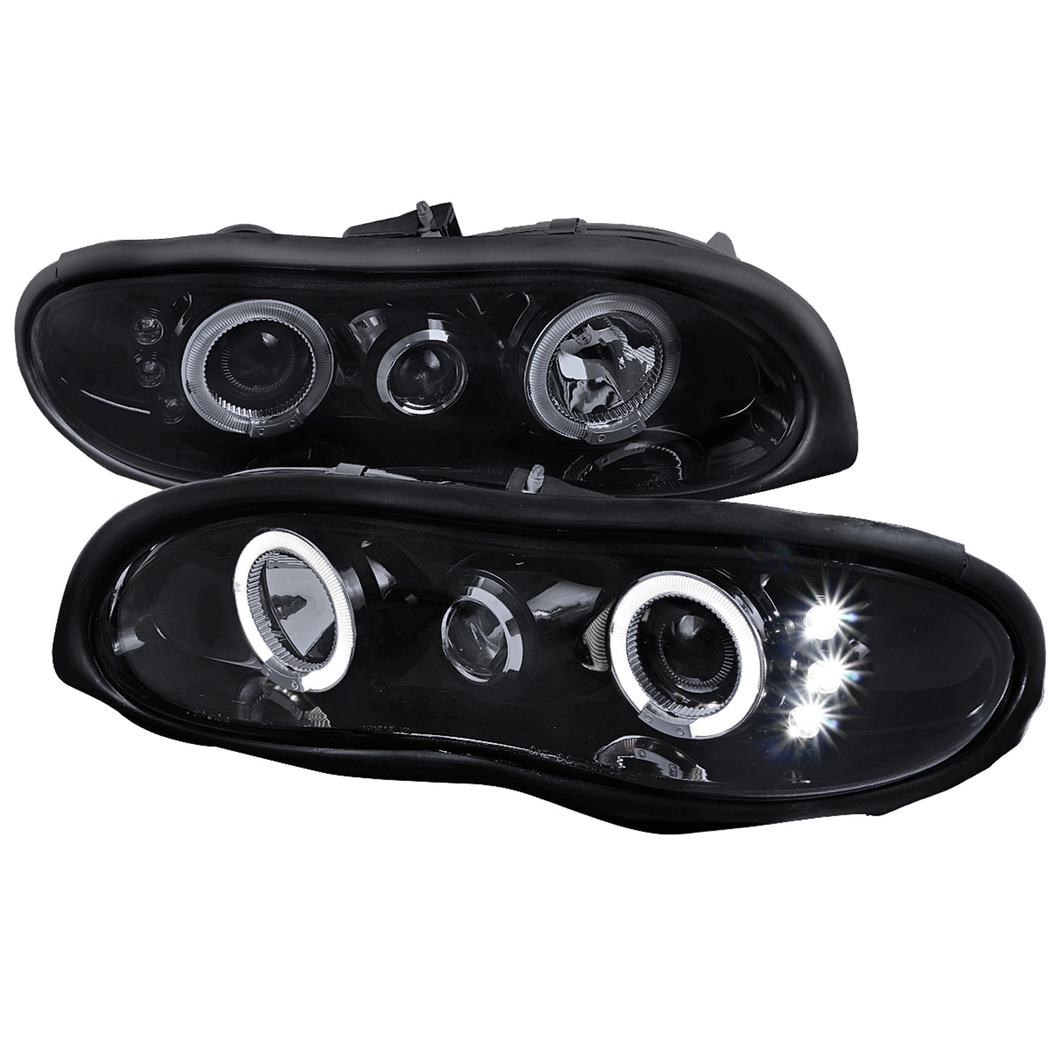 1998-2002 Chevy Camaro Dual Halo Projector Headlights Glossy Black/Smoke Lens