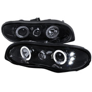 1998-2002 Chevy Camaro Dual Halo Projector Headlights Glossy Black/Smoke Lens