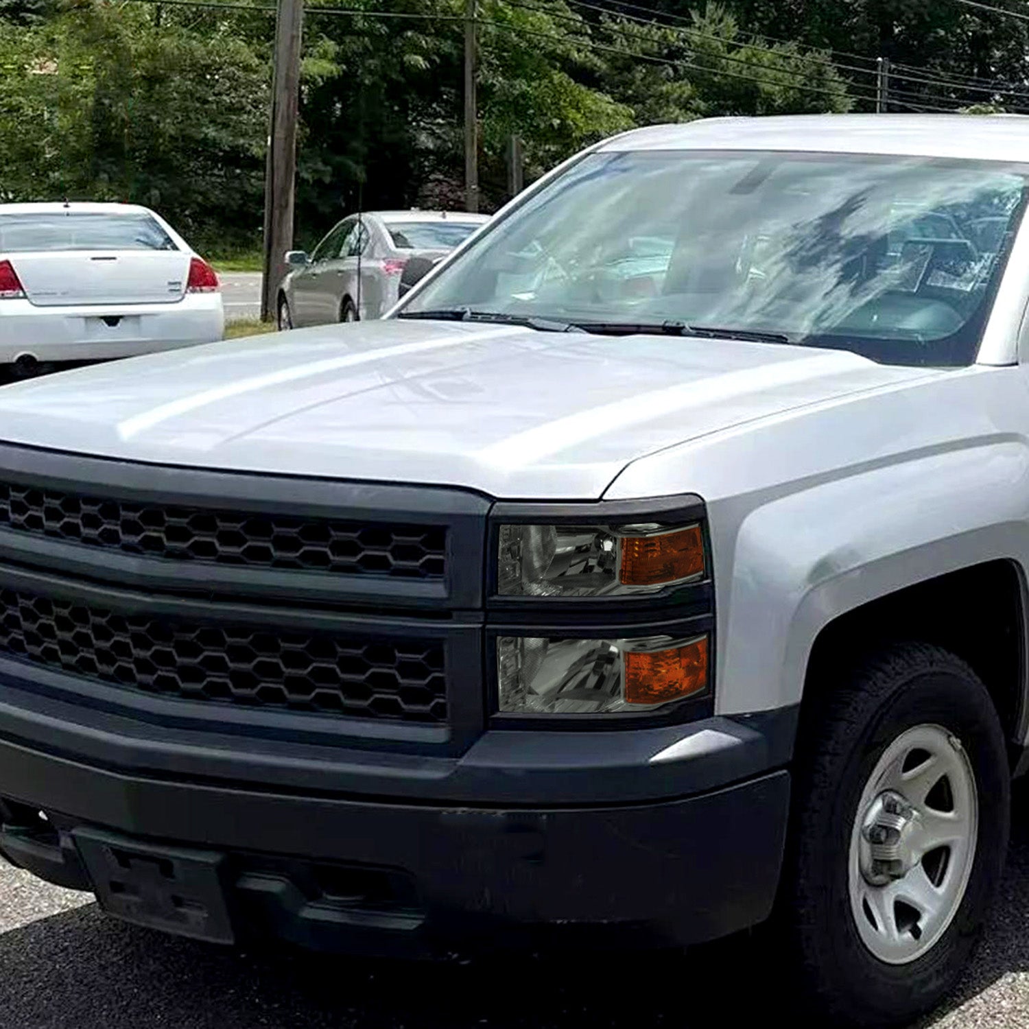 2014-2015 Chevy Silverado 1500 Factory Headlights Black Chrome/Light Smoke