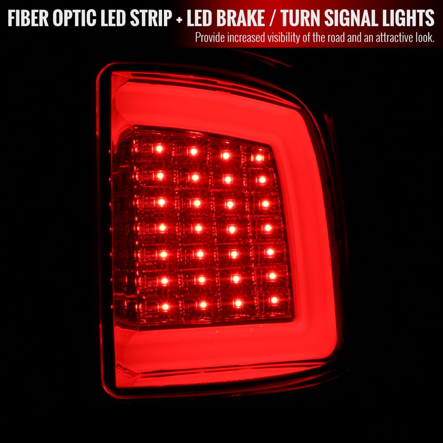 2009-2018 Dodge RAM 1500 2500 3500 White Bar LED Tail Lights Chrome