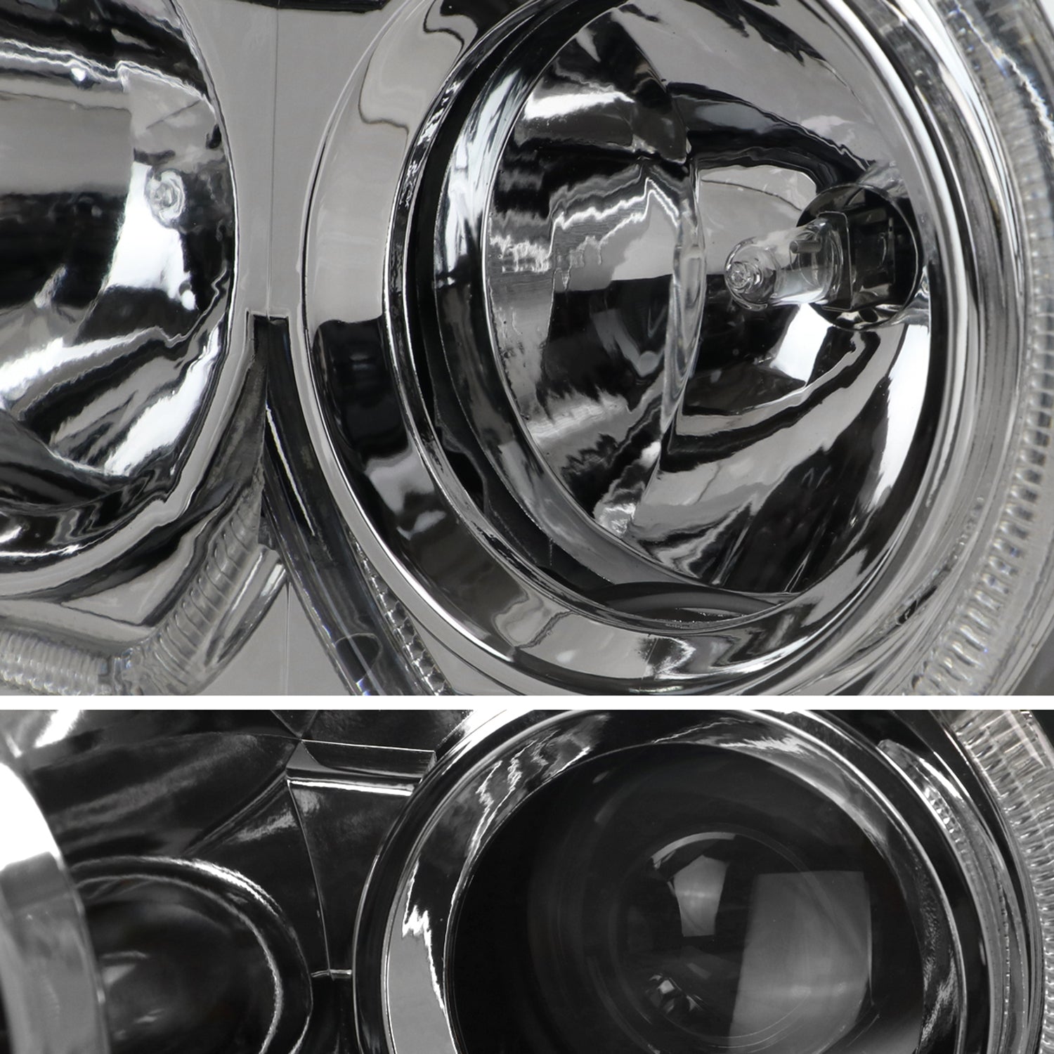 2009-2014 Ford F-150 Dual U-Ring Halo Projector Headlights LED Light Chrome