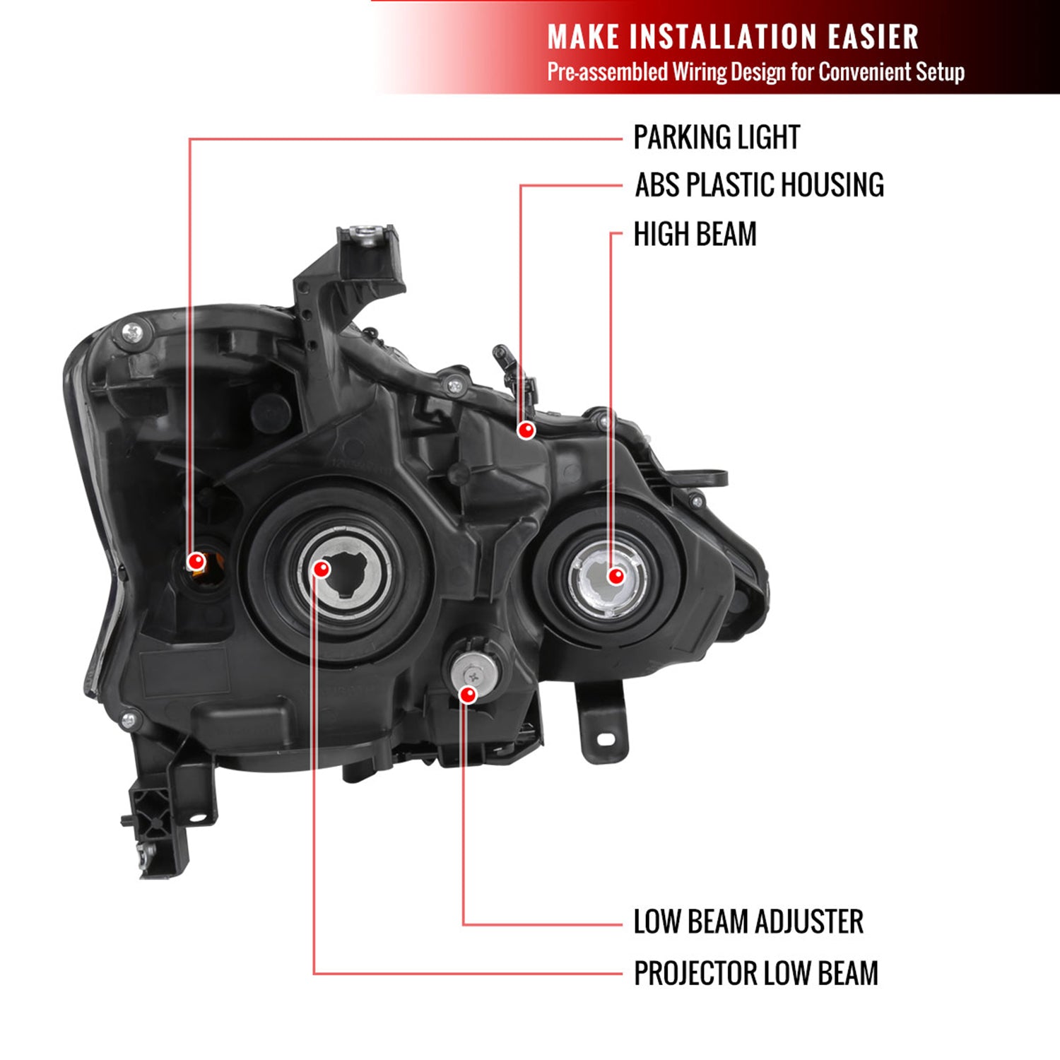 2013-2015 Nissan Altima Clear Projector Headlight Amber Reflector Driver Side