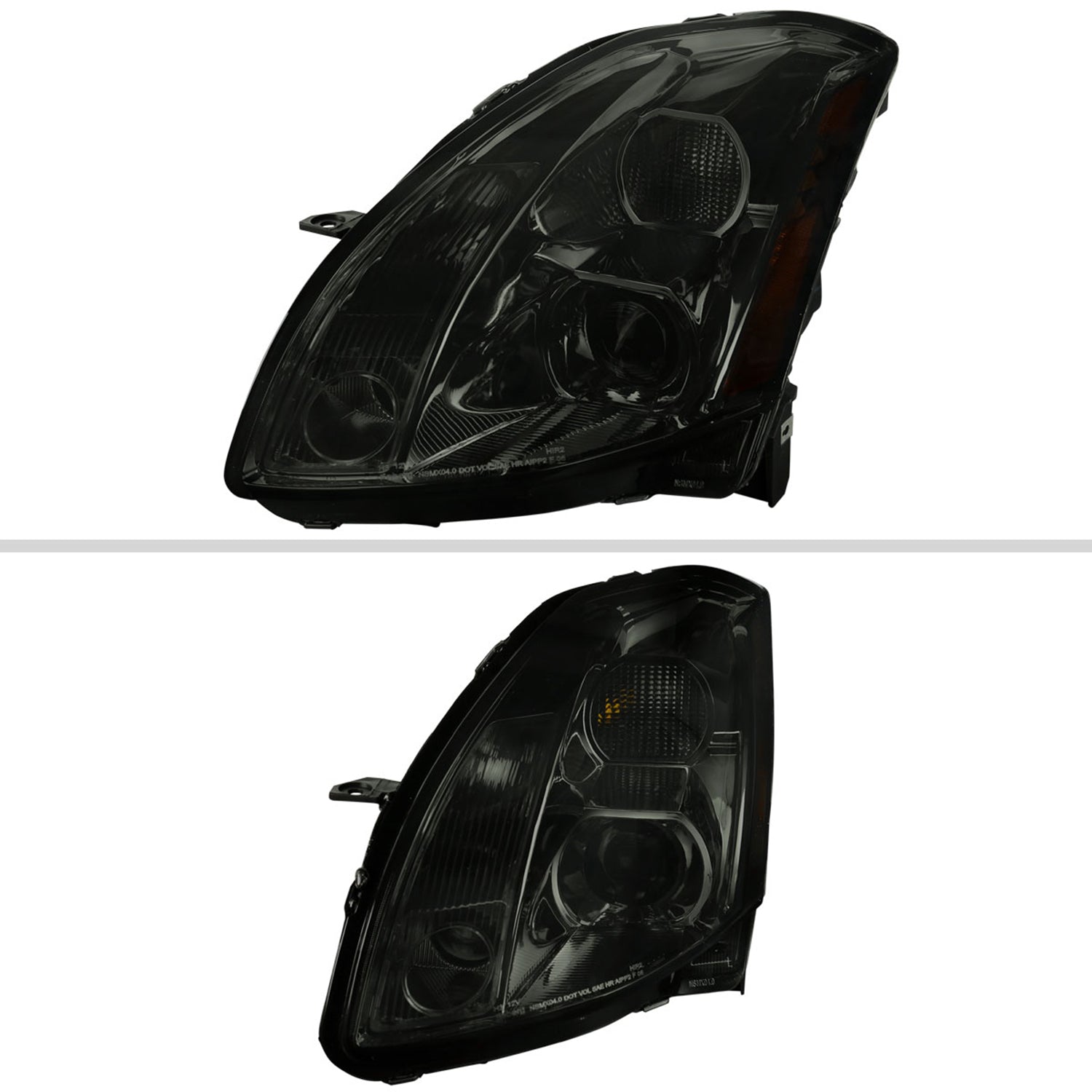 2004-2006 Nissan Maxima Projector Headlights w/ Amber Reflectors Chrome/Smoke