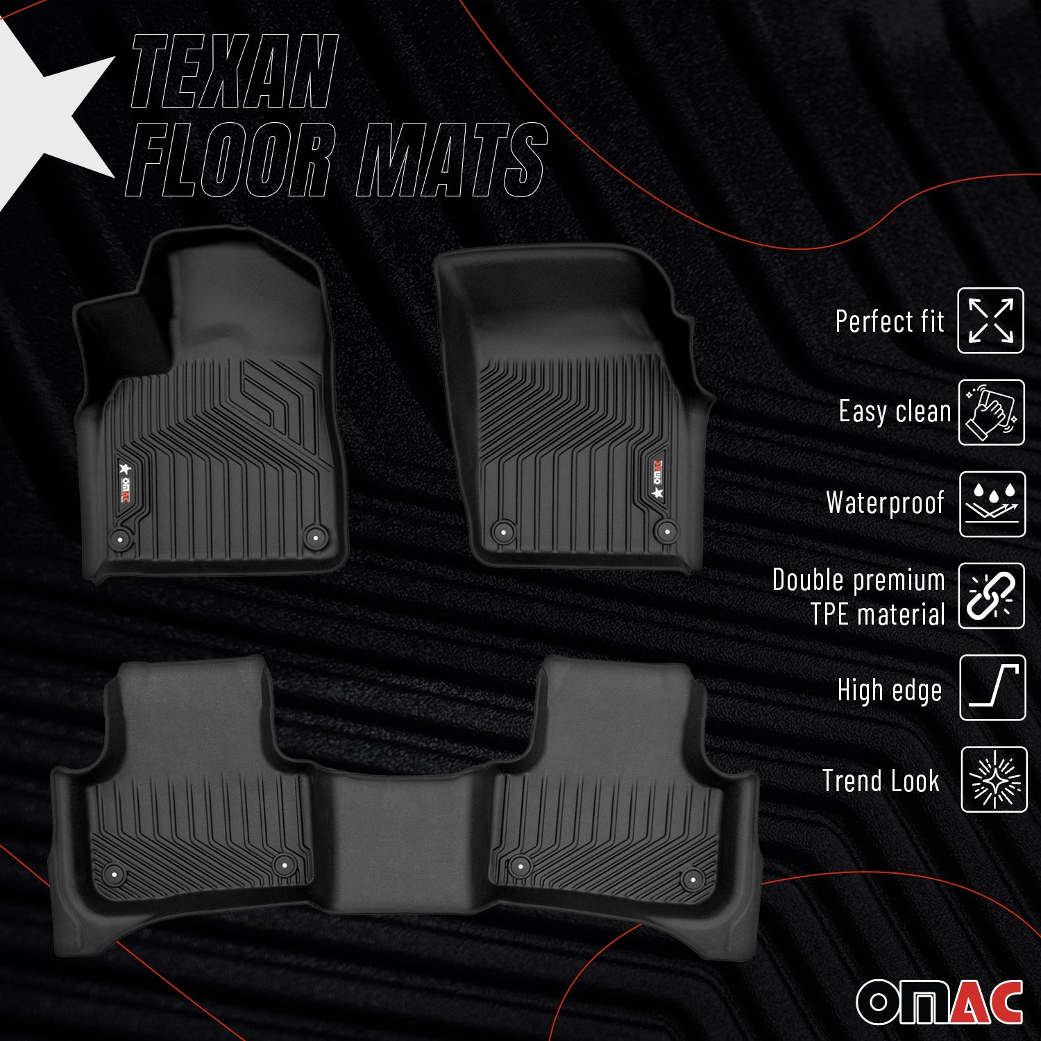 2018-2025 Audi Q7 Q8 SQ7 SQ8 Premium Floor Mats Liners First and Second Row Set Black