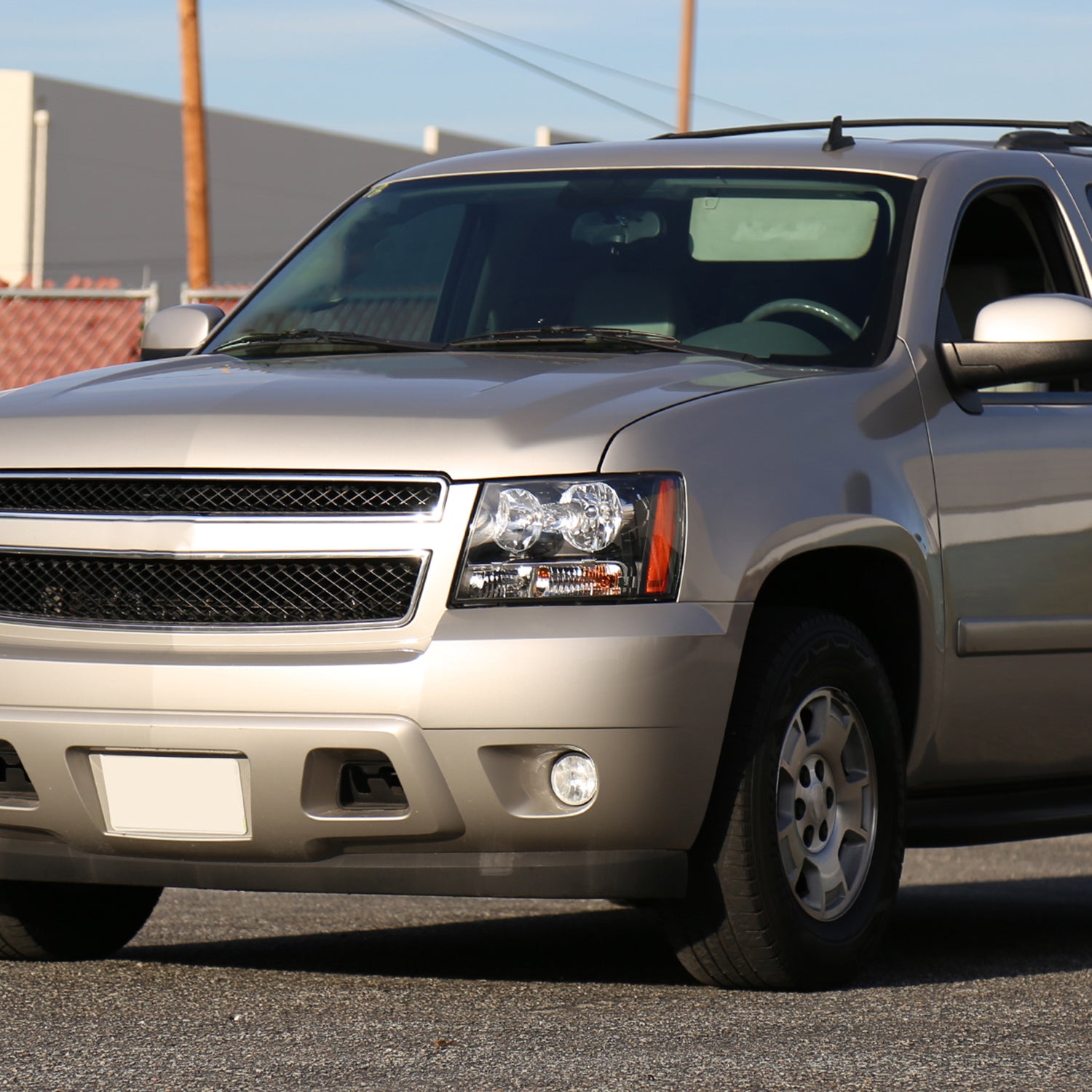 2007-2014 Chevy Avalanche/Tahoe/Suburban Factory Headlights Matt Black/Clear
