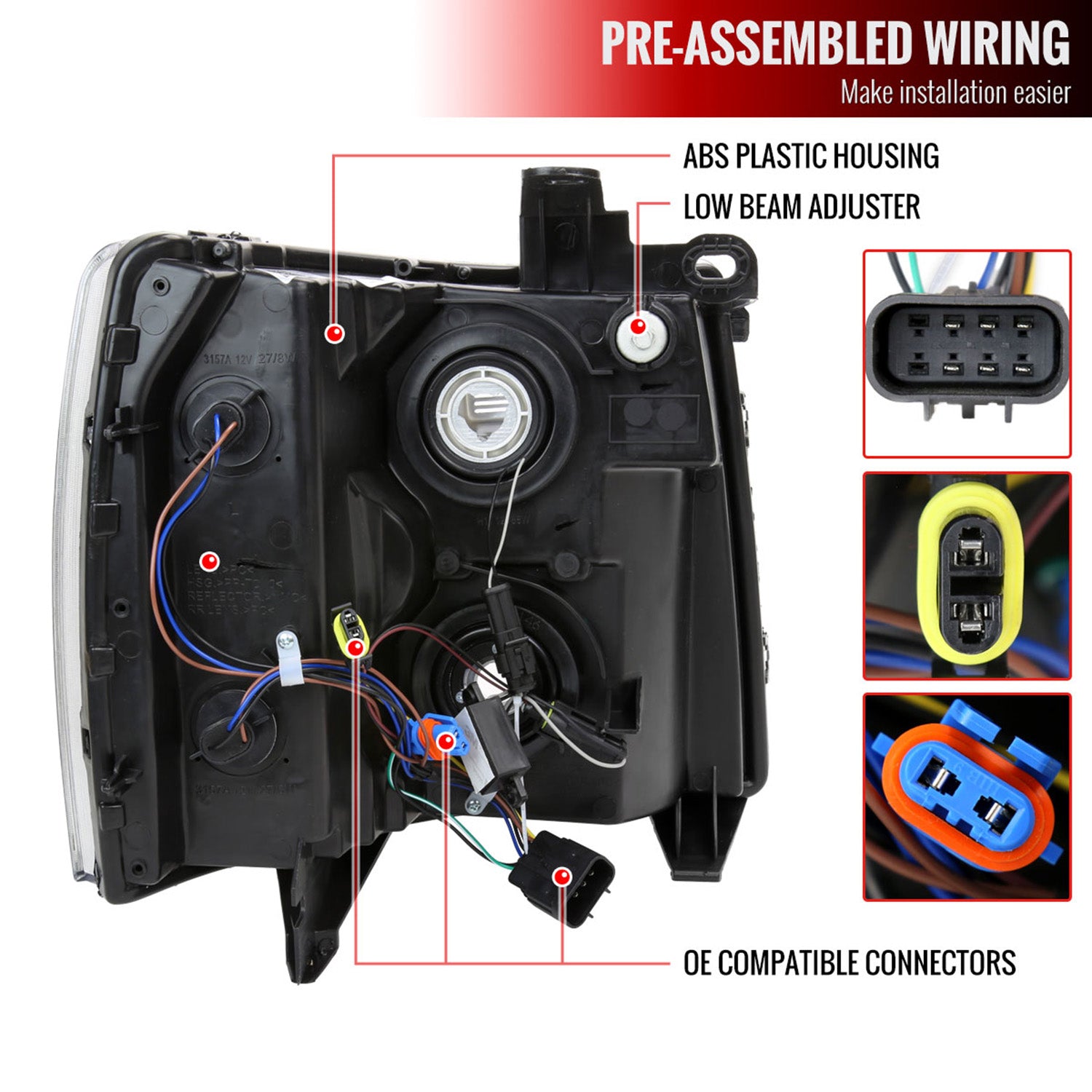 2007-2013 Chevy Silverado 1500 2500HD 3500HD LED Headlights Amber & Smoke