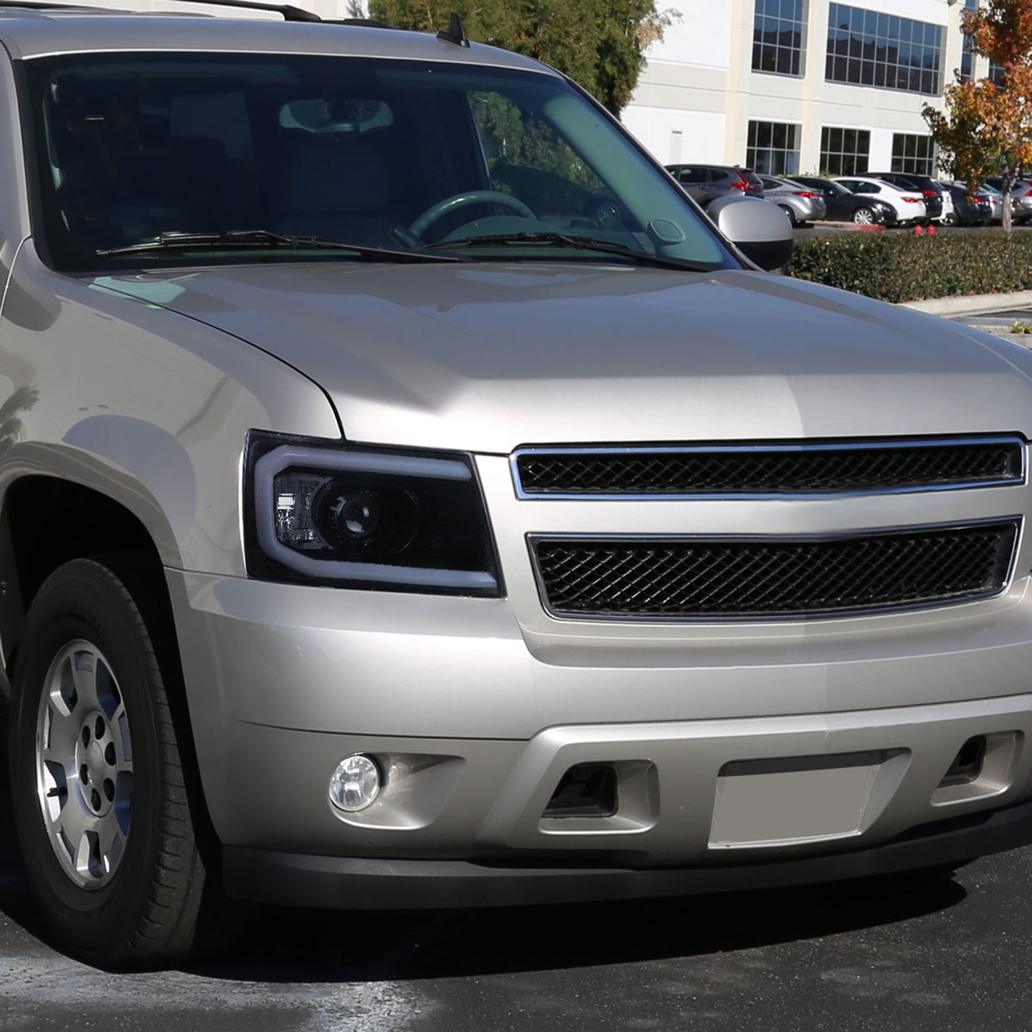 2007-2013 Chevy Avalanche/ 07-2014 Tahoe Suburban LED C-Bar Headlights Smoke