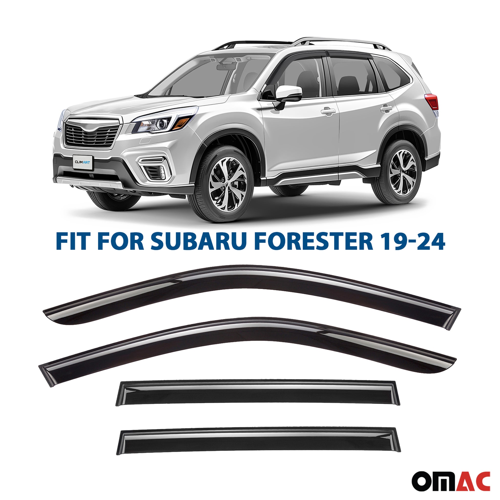Clim Art Wind Deflectors for Subaru Forester V 2019-2025 Shatterproof Smoke 4Pcs