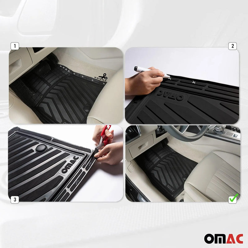 Floor Mats Liner Car 3D All-Weather Front Rear Semi-Custom fit 4Pcs Set Black