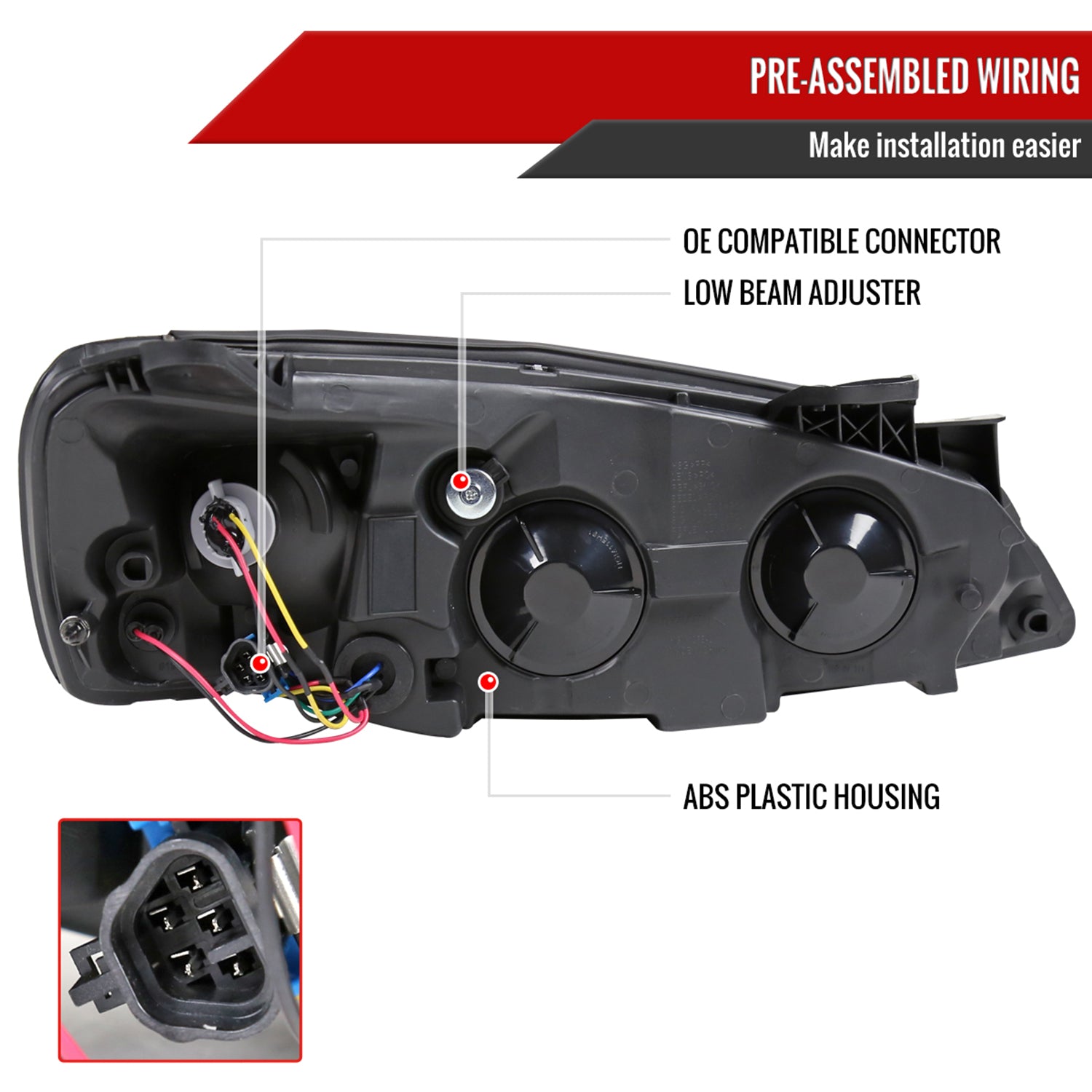 2005-2010 Pontiac G6 Factory Style Headlights w/ Amber Reflectors Chrome/Clear
