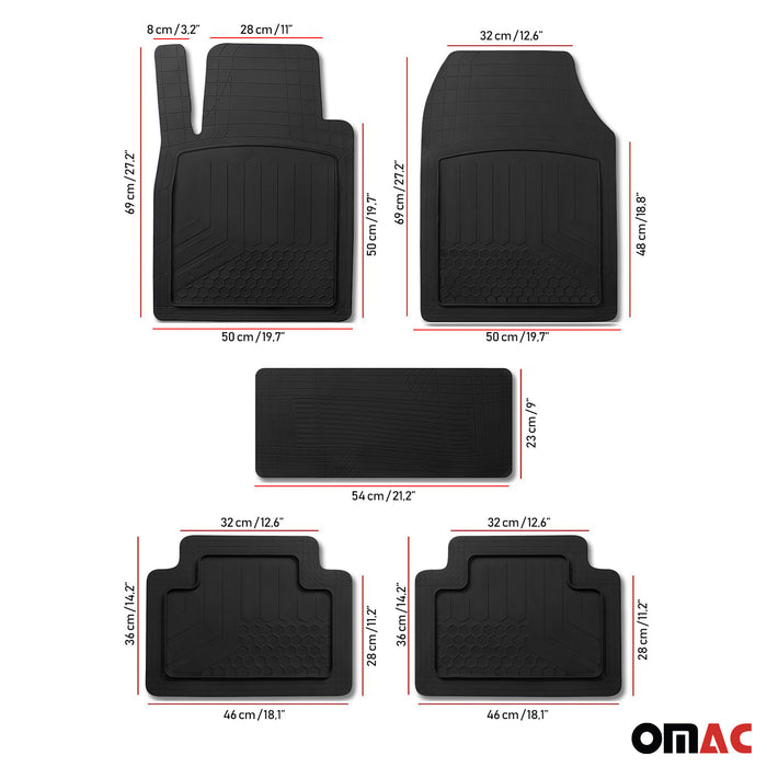 Trimmable Floor Mats Liner for Citroen C4 EV 2020-2023 Rubber Black 5x