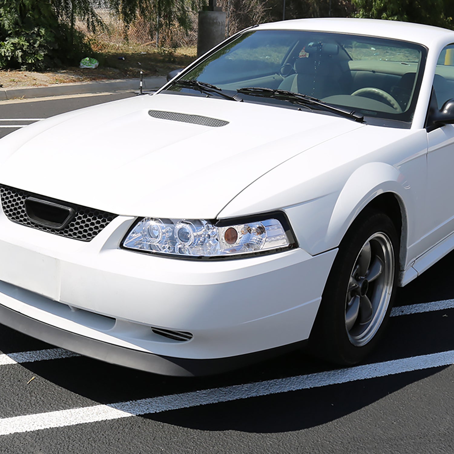 1999-2004 Ford Mustang Dual Halo V2 Projector Headlights Chrome/Clear Lens