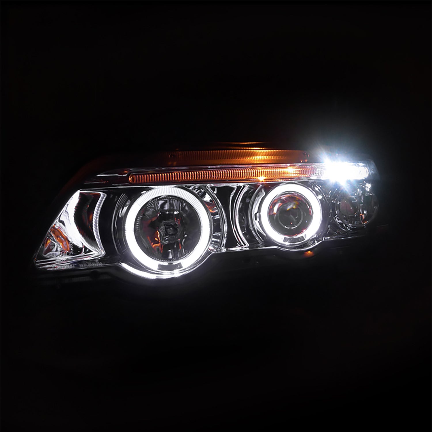 2001-2003 BMW E53 X5 Dual Halo Projector Headlights Chrome/Clear Lens