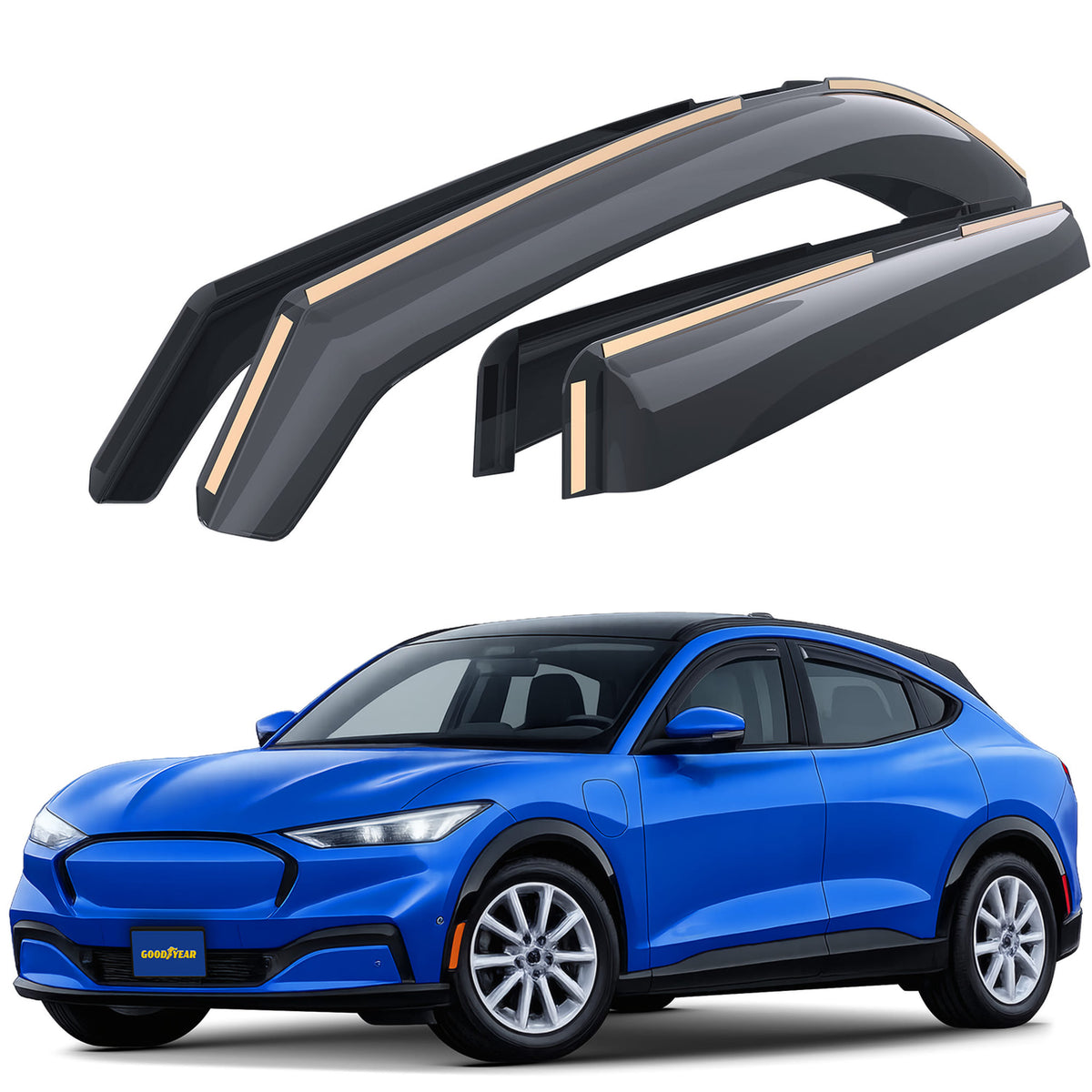 Goodyear Wind Deflectors for Ford Mustang Mach-E 2021-2026 In-channel Smoke 4Pcs