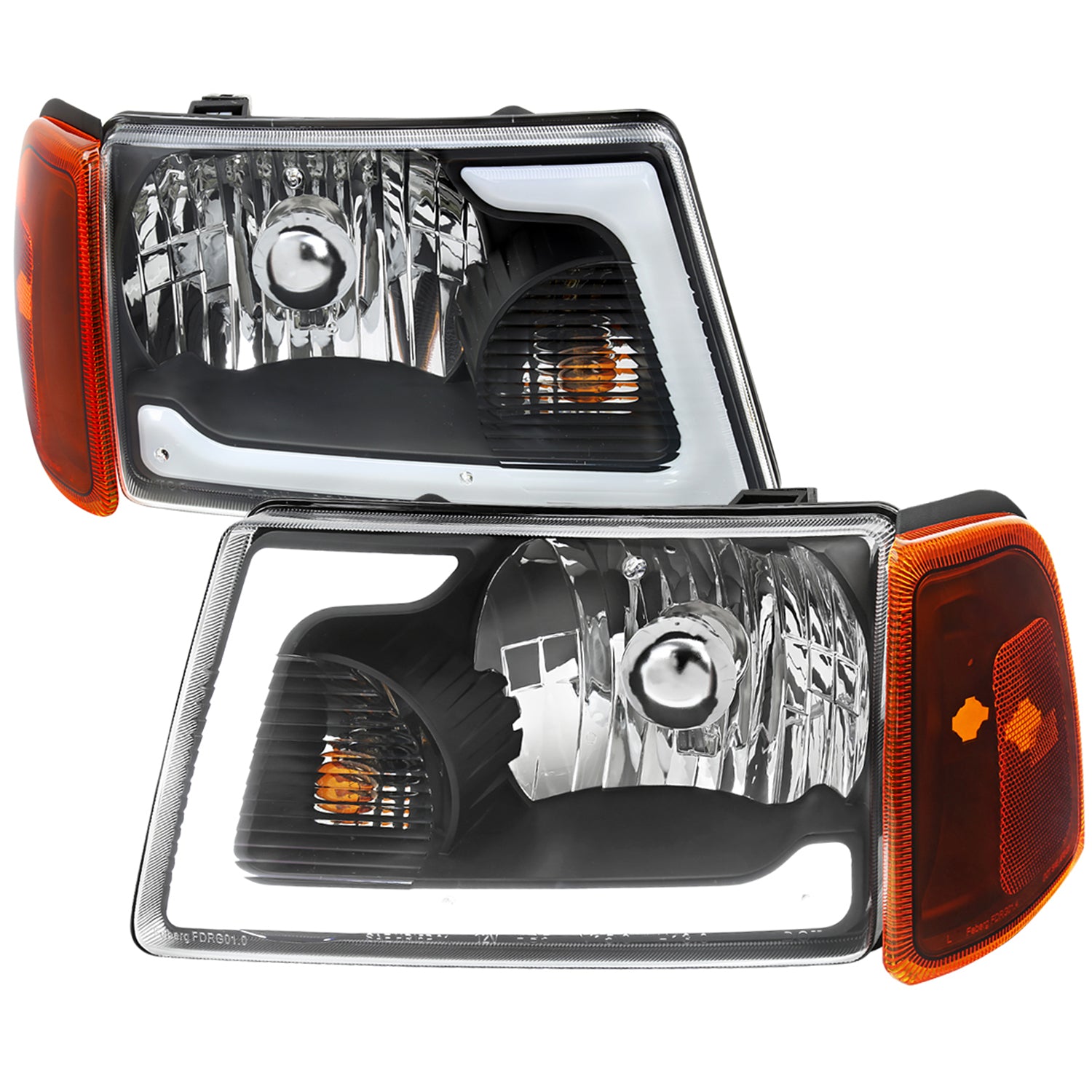 2001-2011 Ford Ranger LED Bar Factory Headlights Amber Corner Lamp Matt Black
