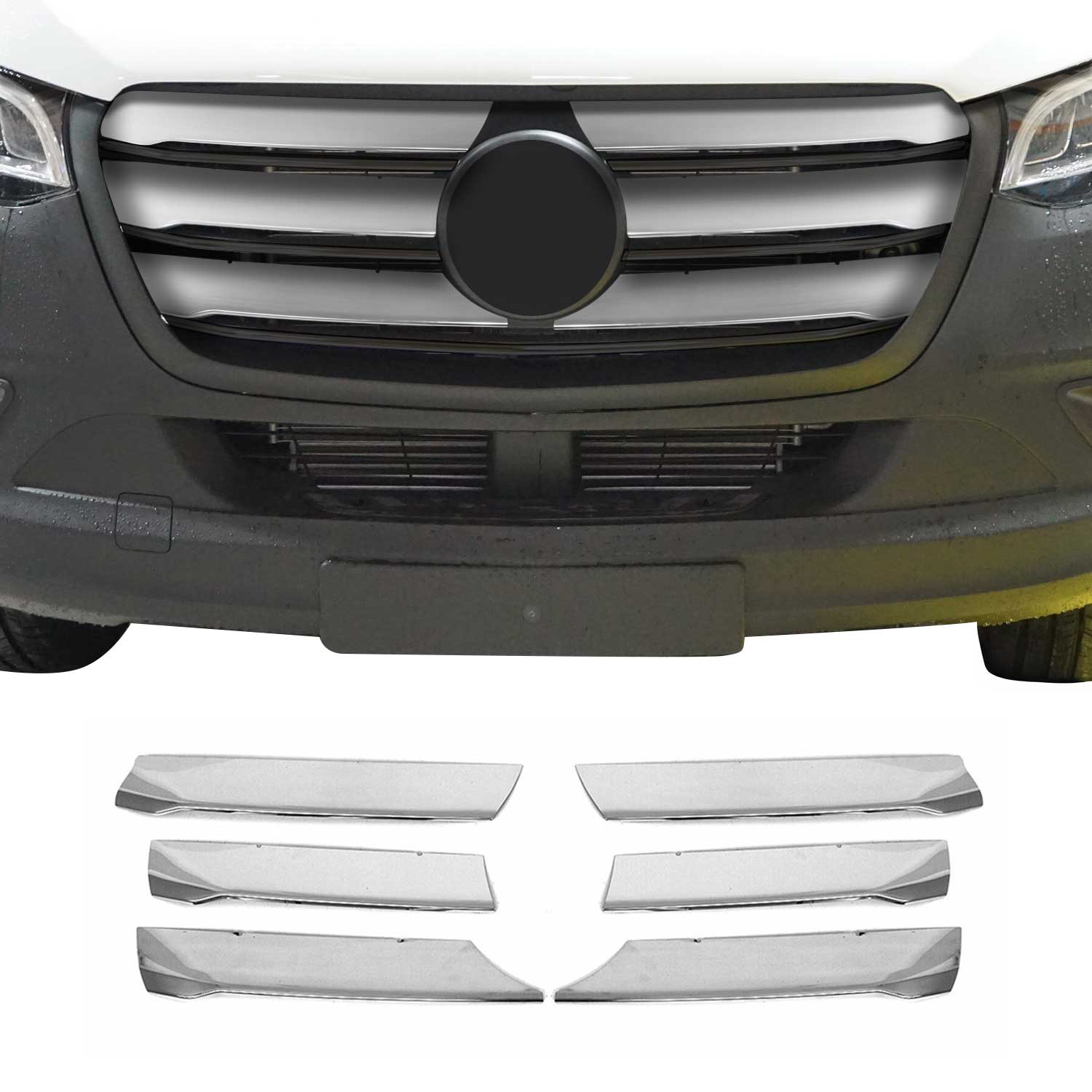 2019-2026 Mercedes Sprinter W907 910 Front Bumper Grill Trim Stainless Steel 6x