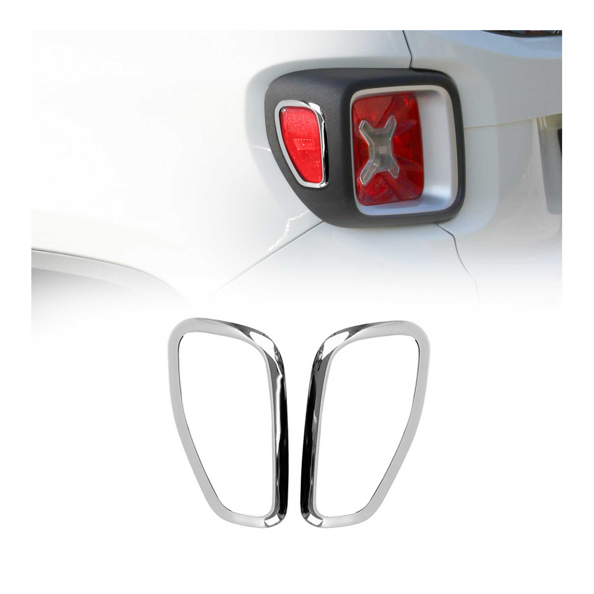 2015-2024 Jeep Renegade Rear Trunk Molding Trim Silver 2 Pcs
