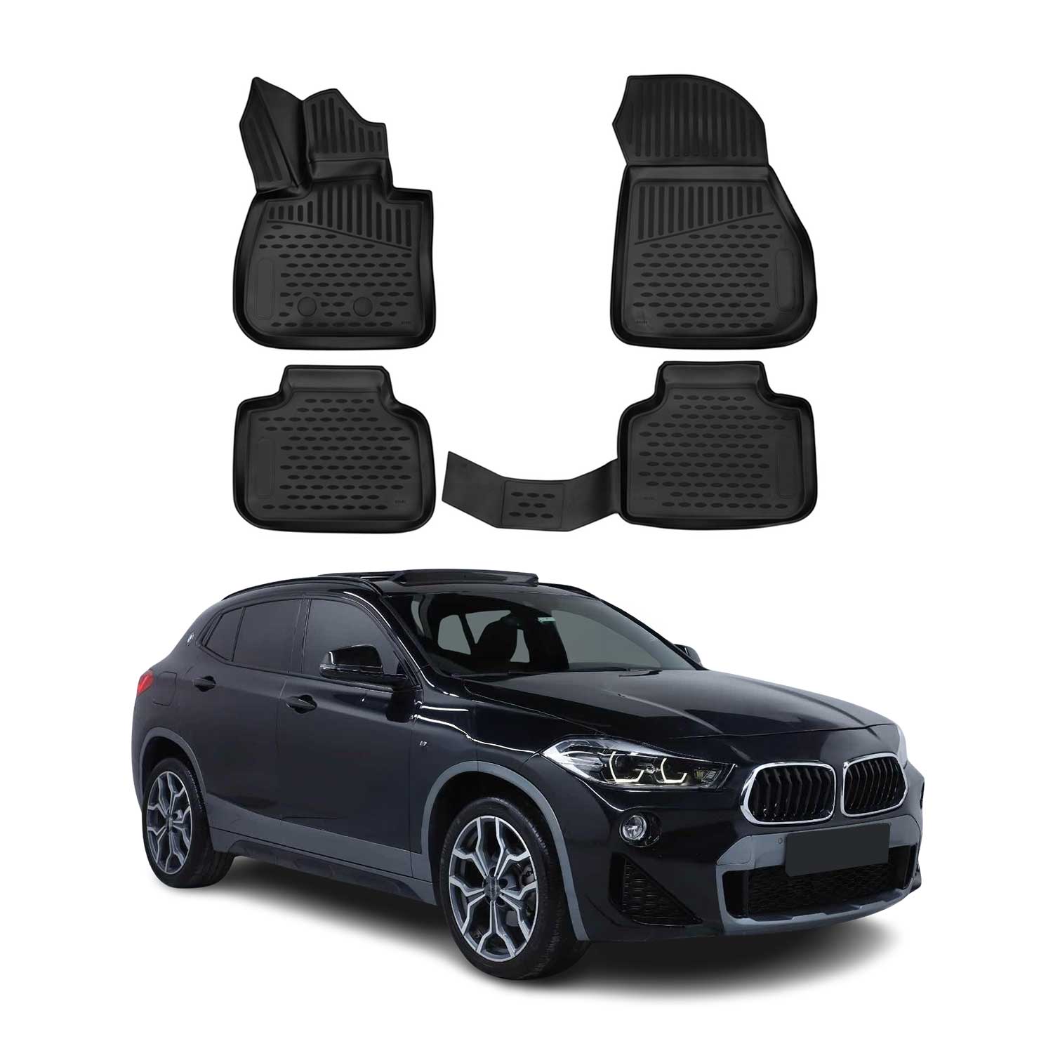 2018-2023 BMW X2 F39 Floor Mats Liners Full Set All Weather Black