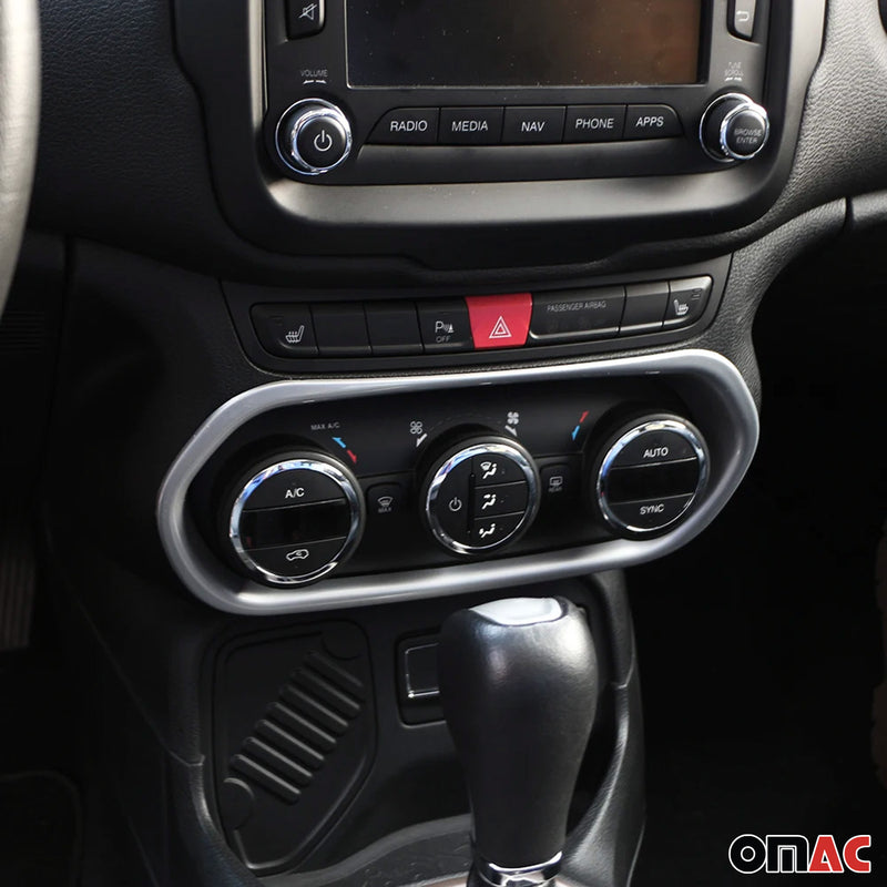 Air Condition Switch Trim Frame for Jeep Renegade 2015-2018 Matte Silver Chrome