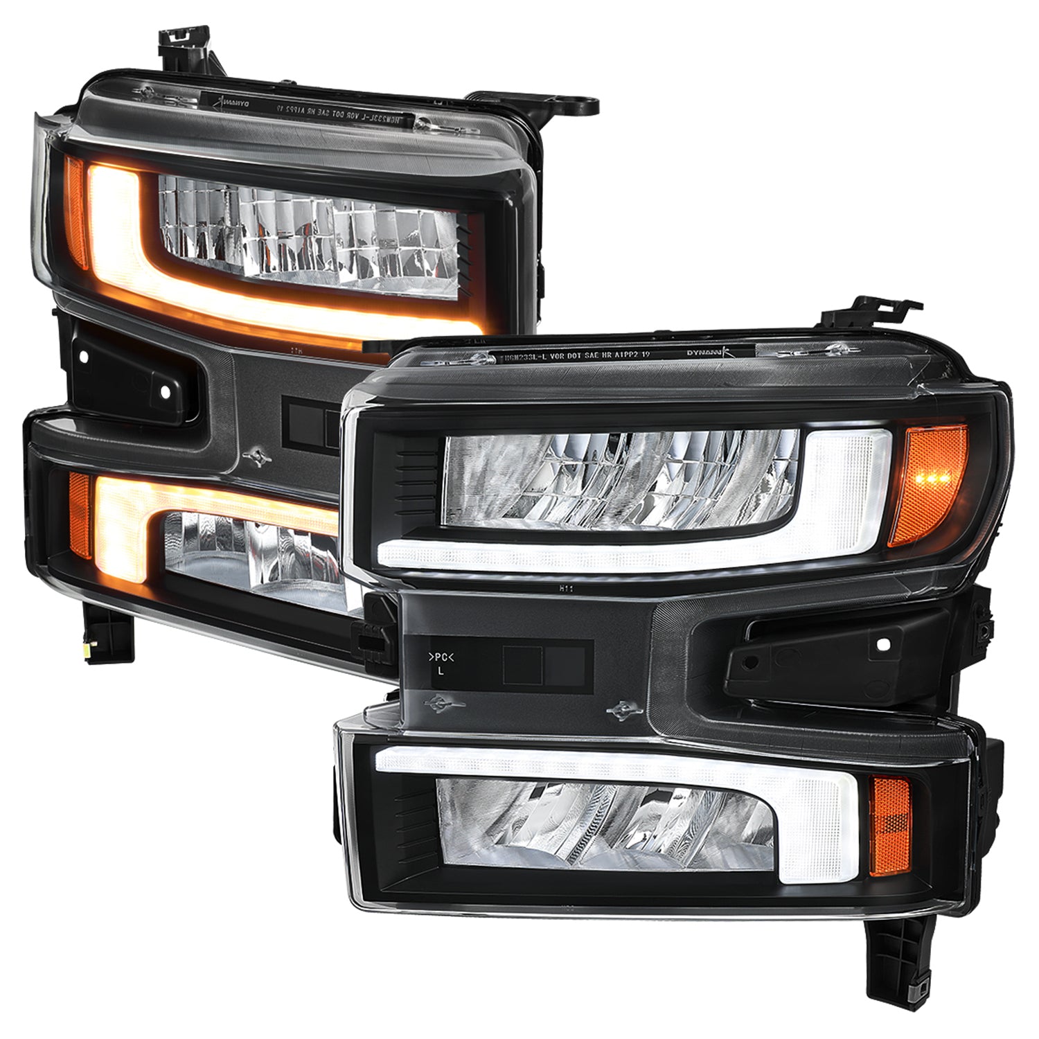 2019-2021 Chevy Silverado 1500 Full LED Projector Headlights LED Signal Black