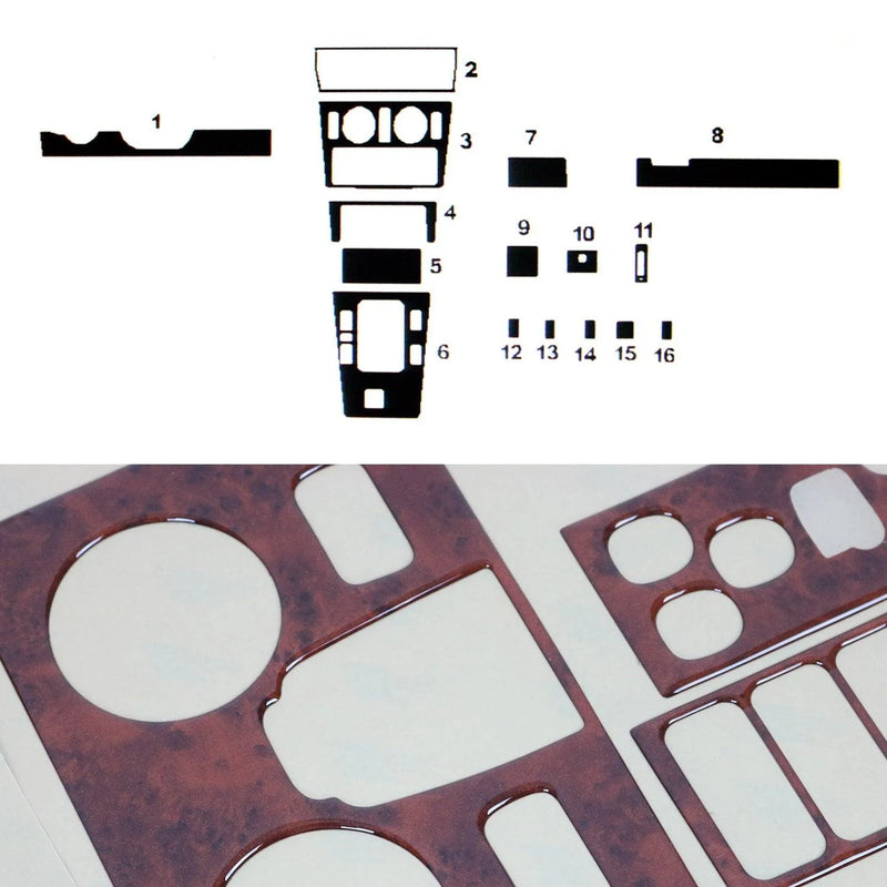 1995-2000 Mercedes C Class W202 Wooden Look Dashboard Console Trim Kit 16x