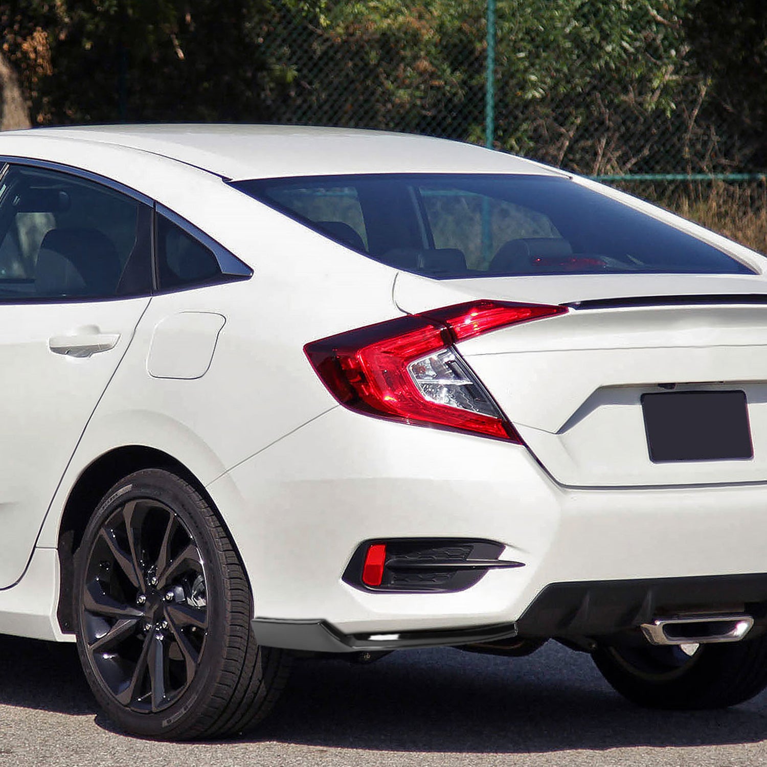 2016-2020 Honda Civic Sedan Glossy Black Rear Bumper Lip Diffuser Set