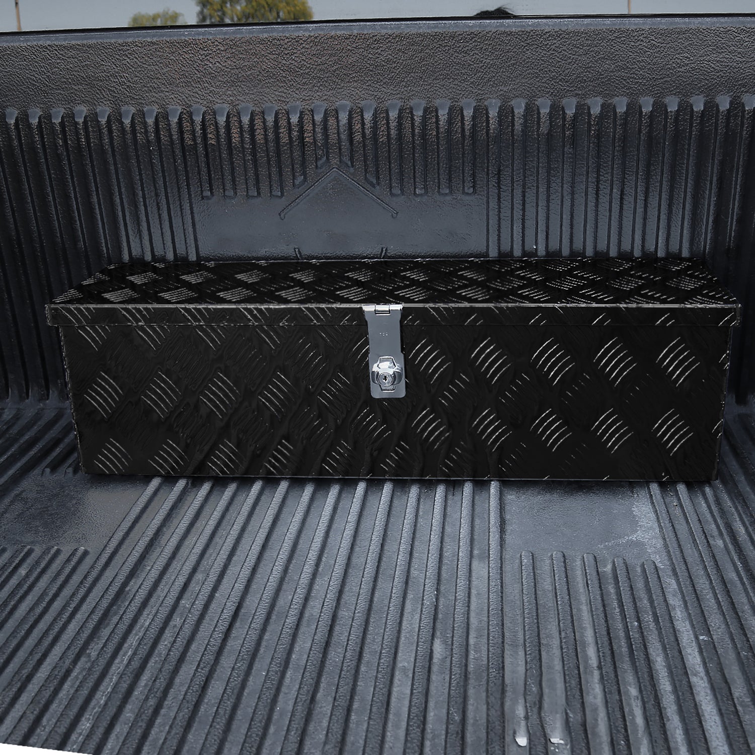 Universal 31" Heavy Duty Black Aluminum Tool Box w/ Side Handles Lock & Keys