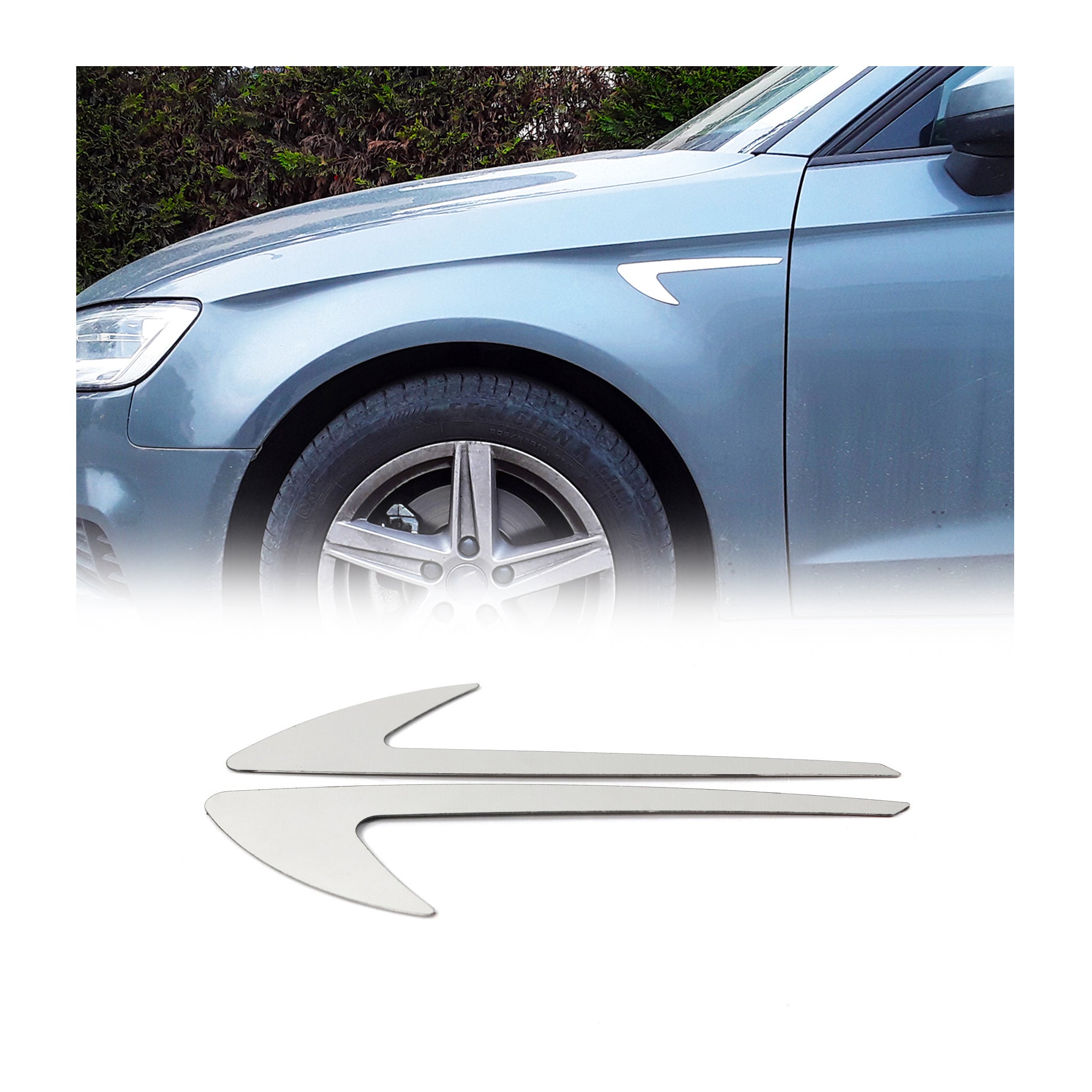 Volvo Side Door Molding Trim Skirt Garnish Stainless Steel Gloss 2Pcs